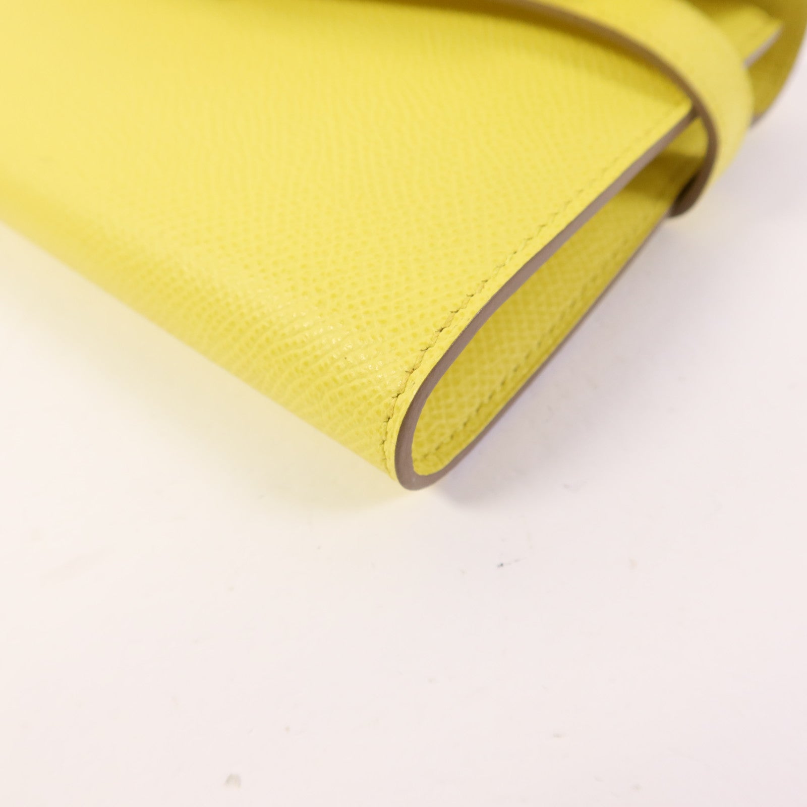 HERMES Epsom皮革Kelly Wallet金扣長錢包Soufre