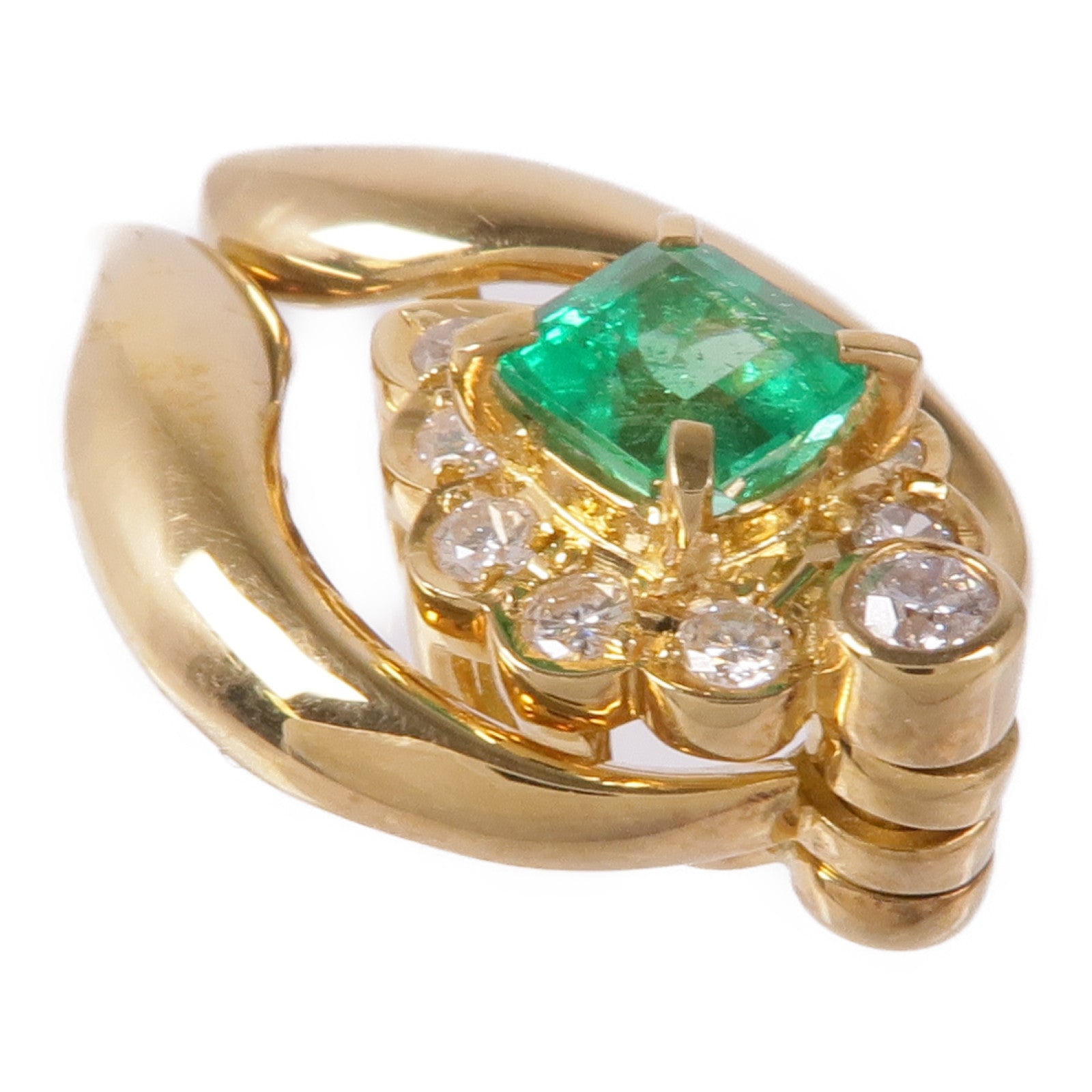 JEWELRY Emerald Diamond Pendant Top 18K Yellow Gold