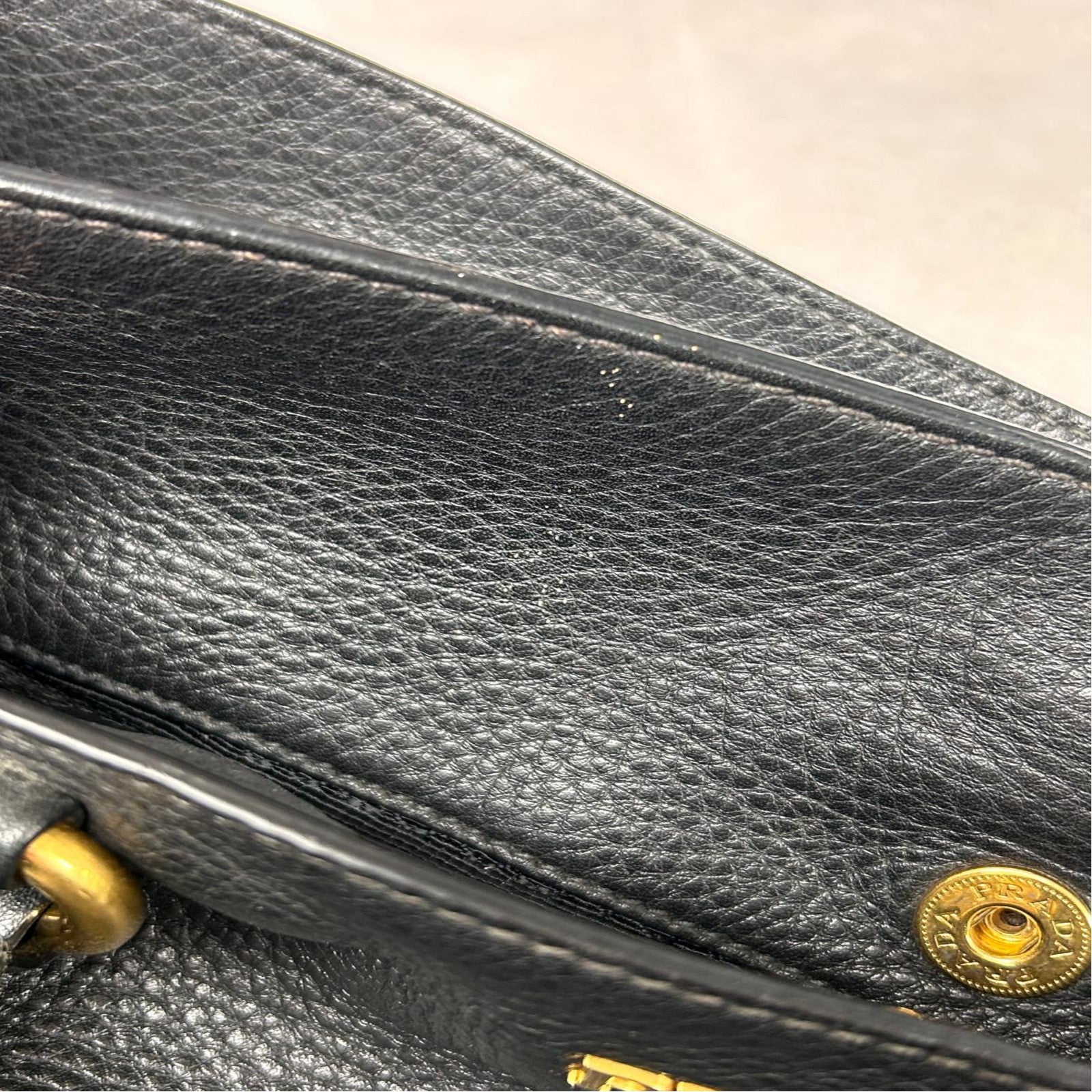 PRADA 牛皮皮革2 Way Shoulder Bag金扣手挽肩背兩用袋黑色