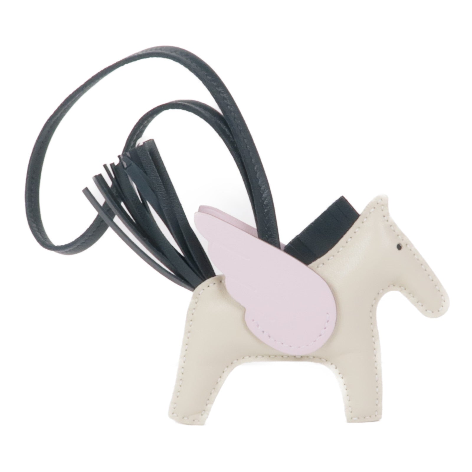 HERMES Milo皮革/Swift皮革Rodeo Pegase PM掛飾Craie/Vert Cypres/Mauve Pale