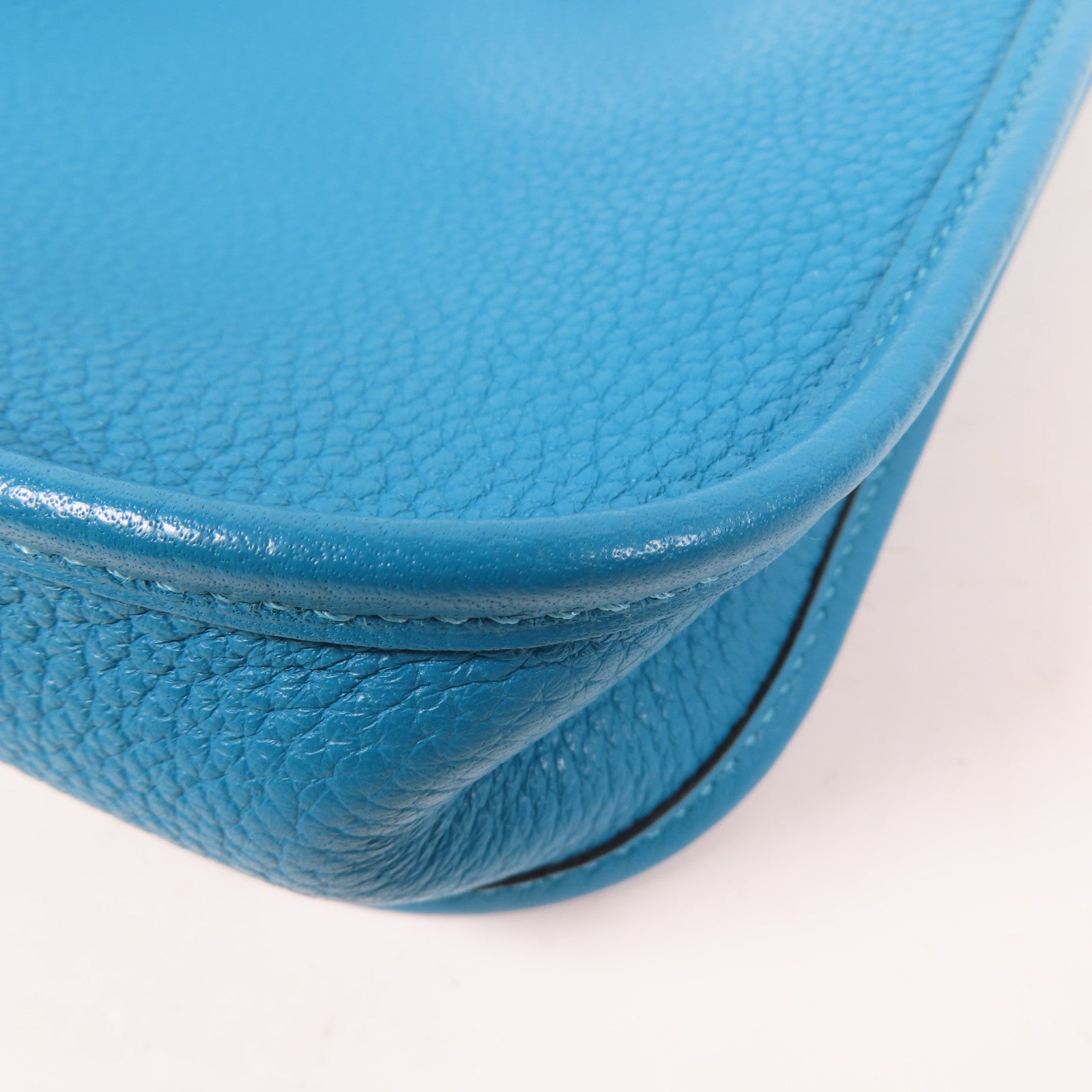 HERMES 【激減優惠】Clemence皮革Evelyne TPM銀扣肩背袋Turquoise/藍色