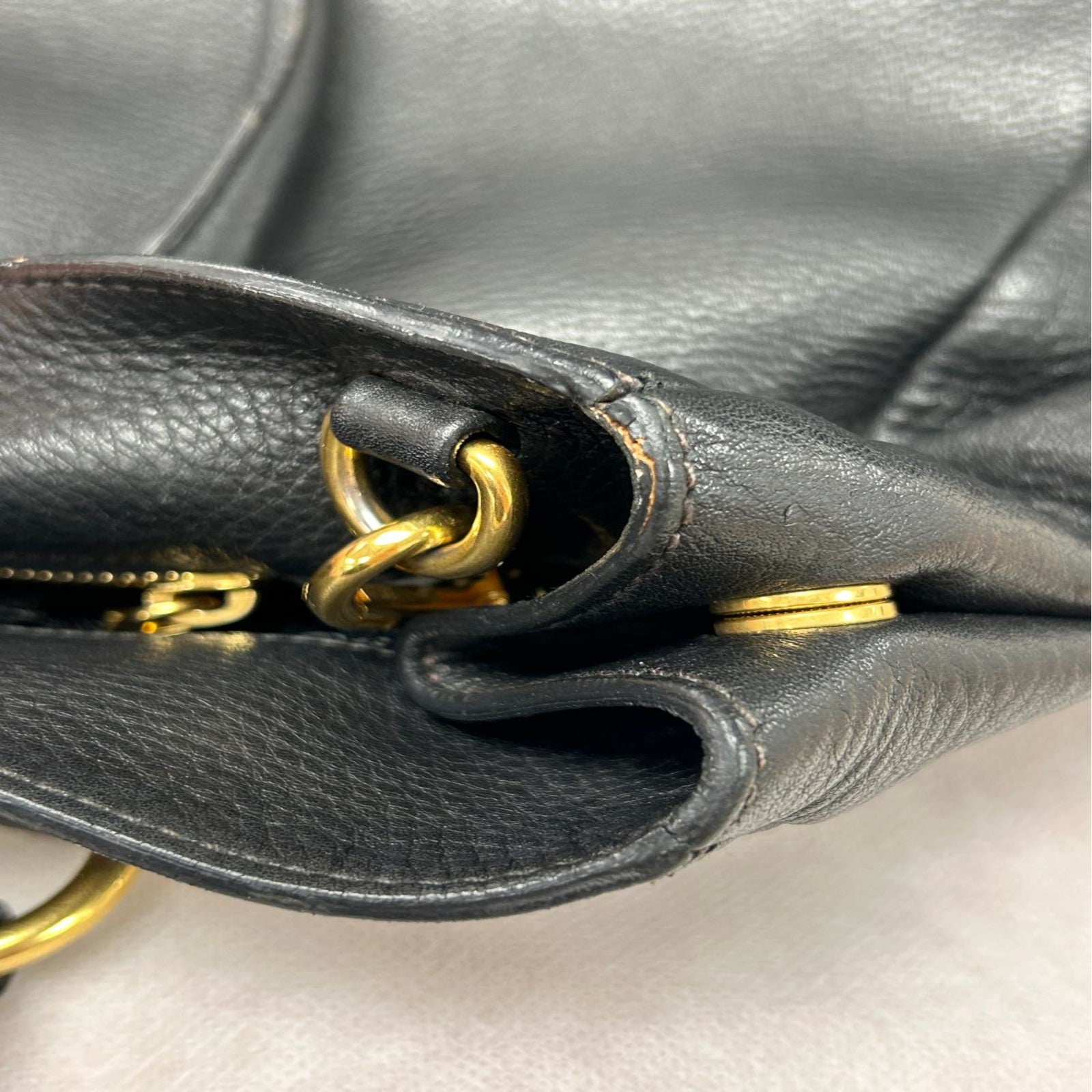 PRADA 牛皮皮革2 Way Shoulder Bag金扣手挽肩背兩用袋黑色