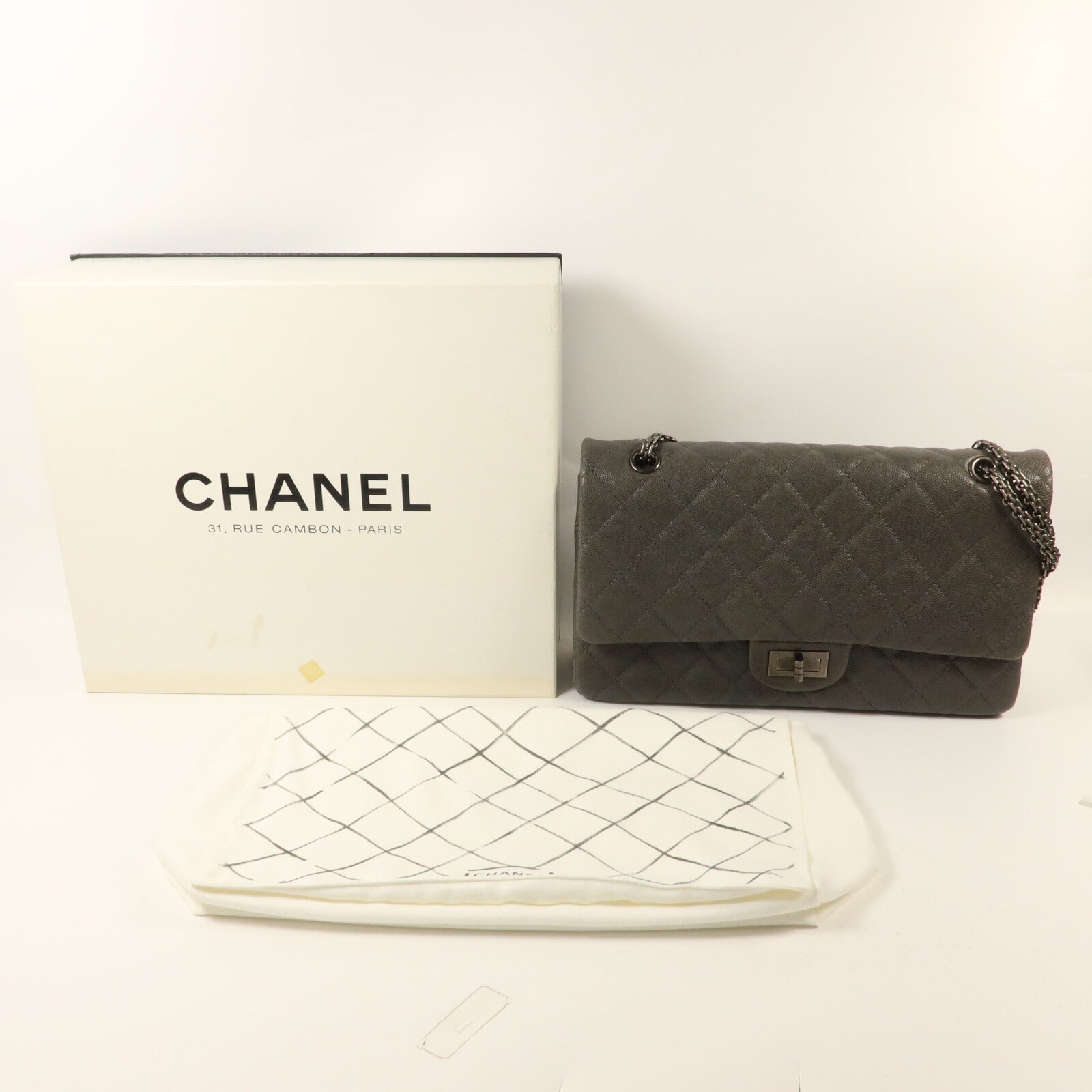 CHANEL 牛皮皮革2.55 Large鏈帶肩背袋