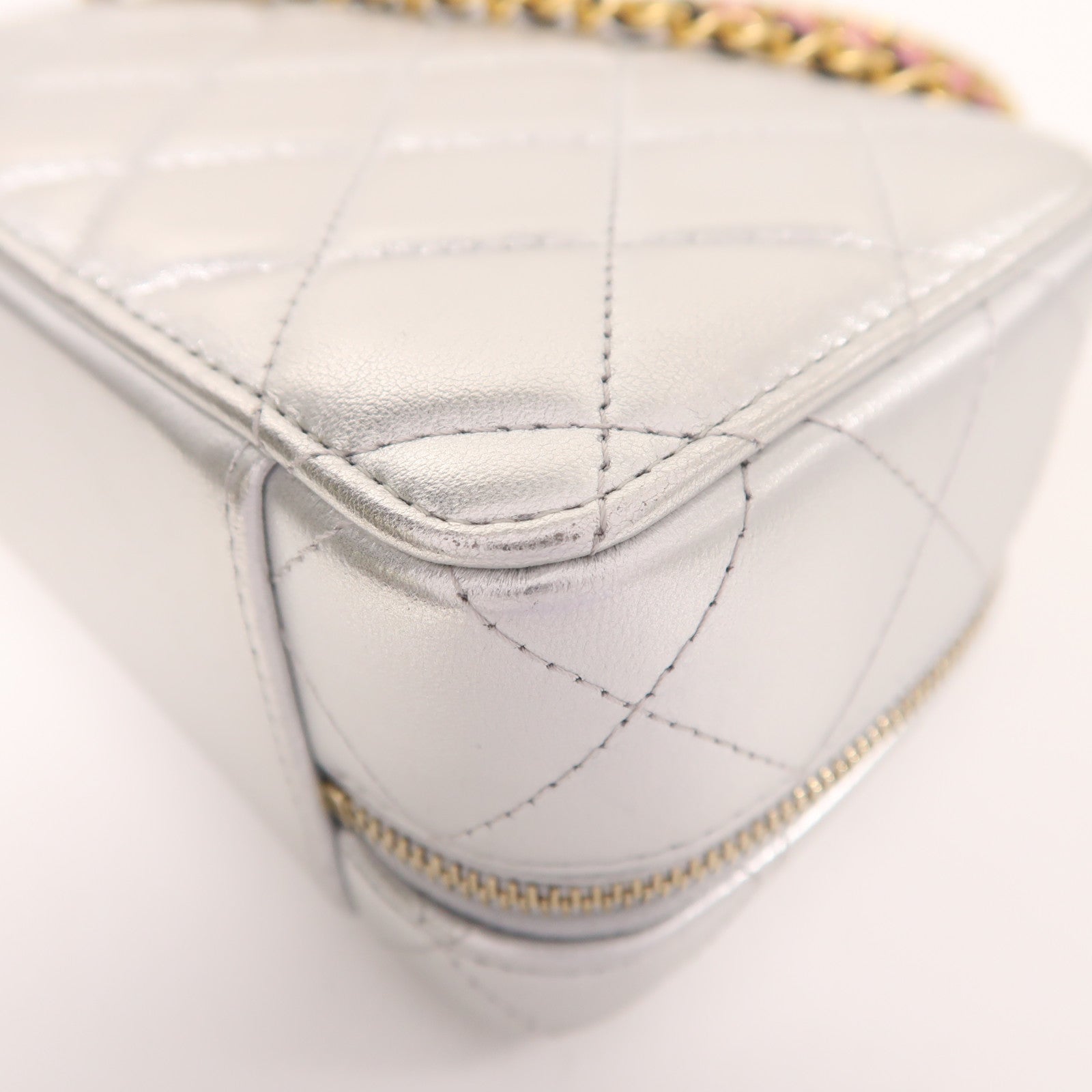 CHANEL 牛皮皮革Vanity Case金扣手挽肩背兩用袋