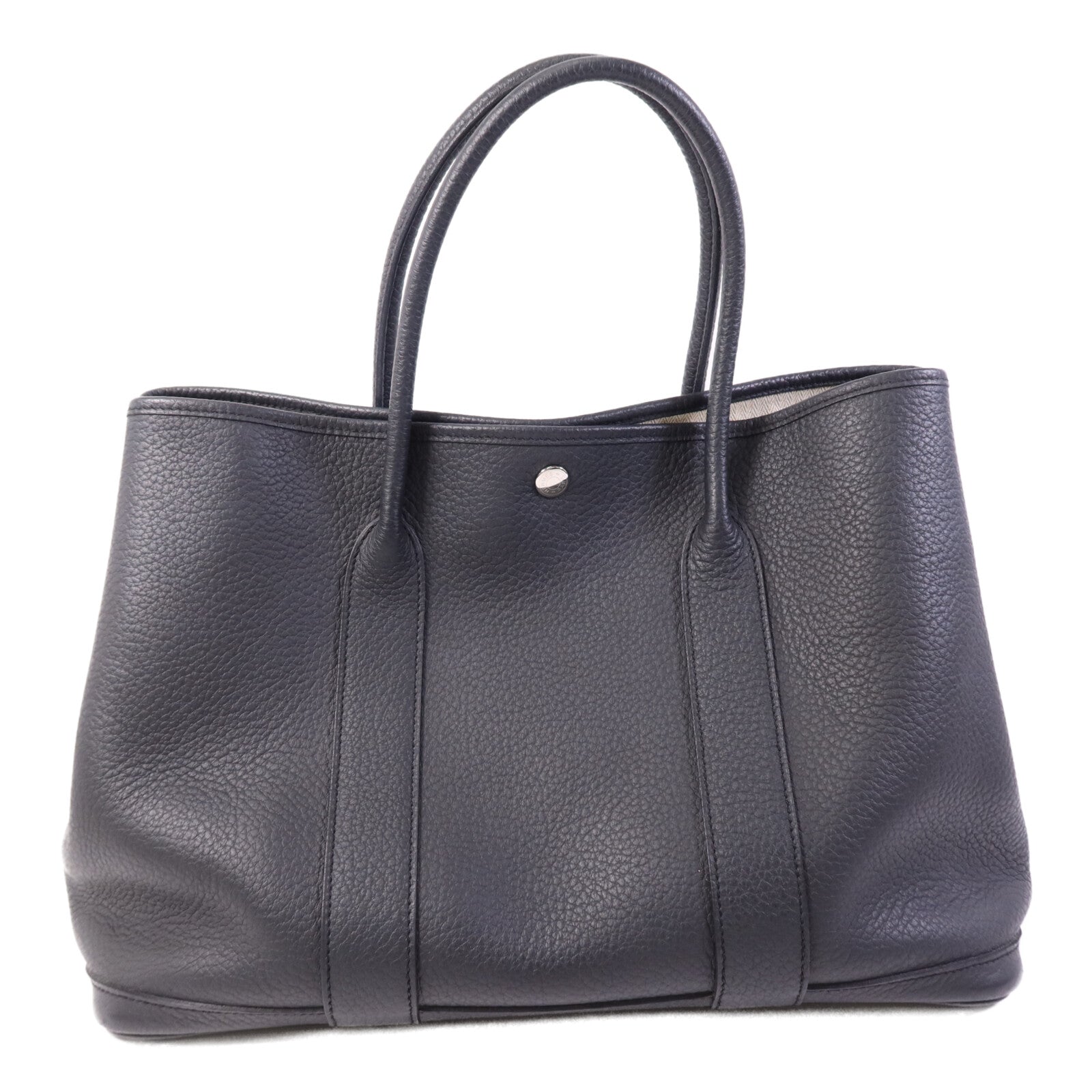 HERMES Negonda皮革Garden Party PM銀扣手挽袋Plomb