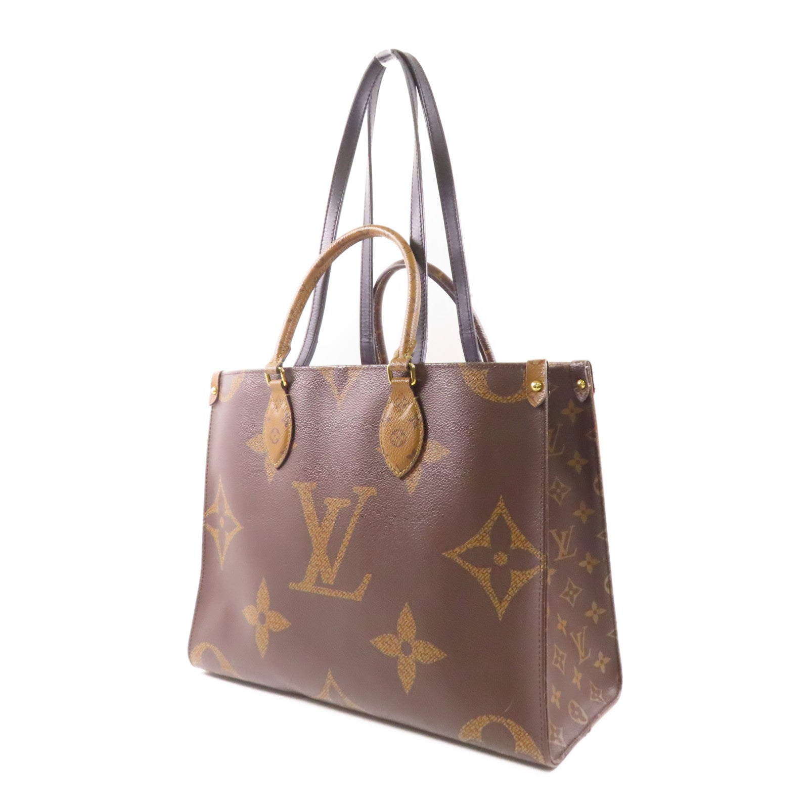 LOUIS VUITTON Monogram Giant/Monogram Reverse On The Go MM金扣手挽肩背兩用袋
