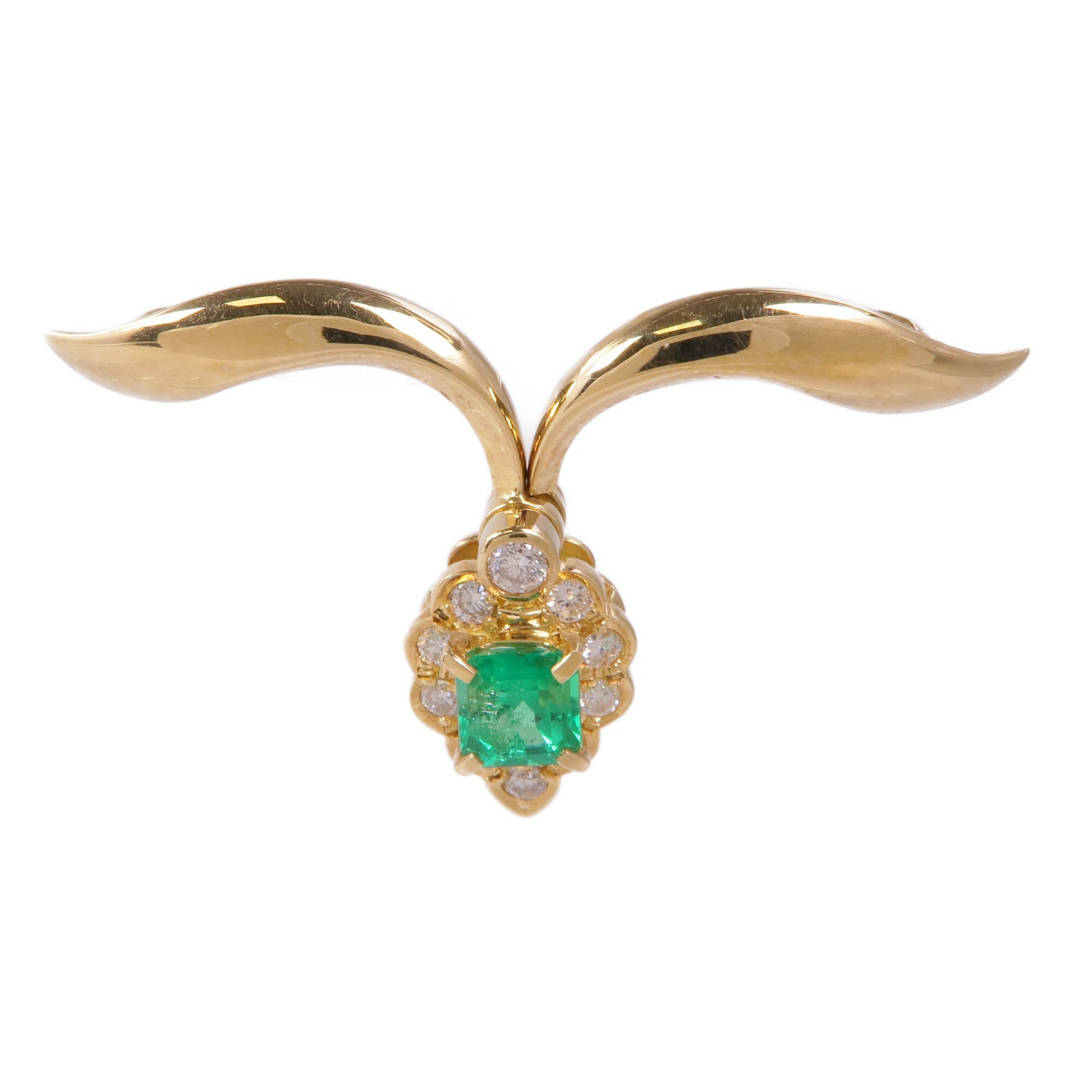 JEWELRY Emerald Diamond Pendant Top 18K Yellow Gold