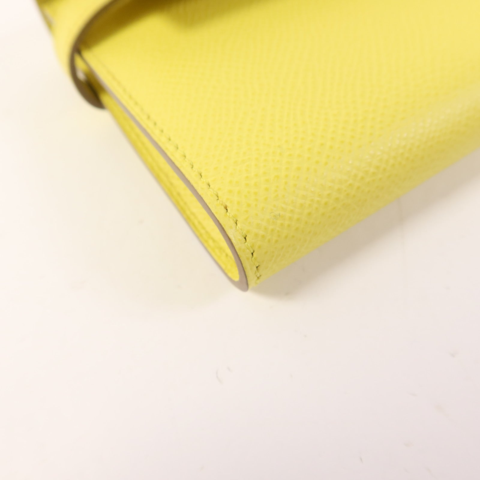 HERMES Epsom皮革Kelly Wallet金扣長錢包Soufre