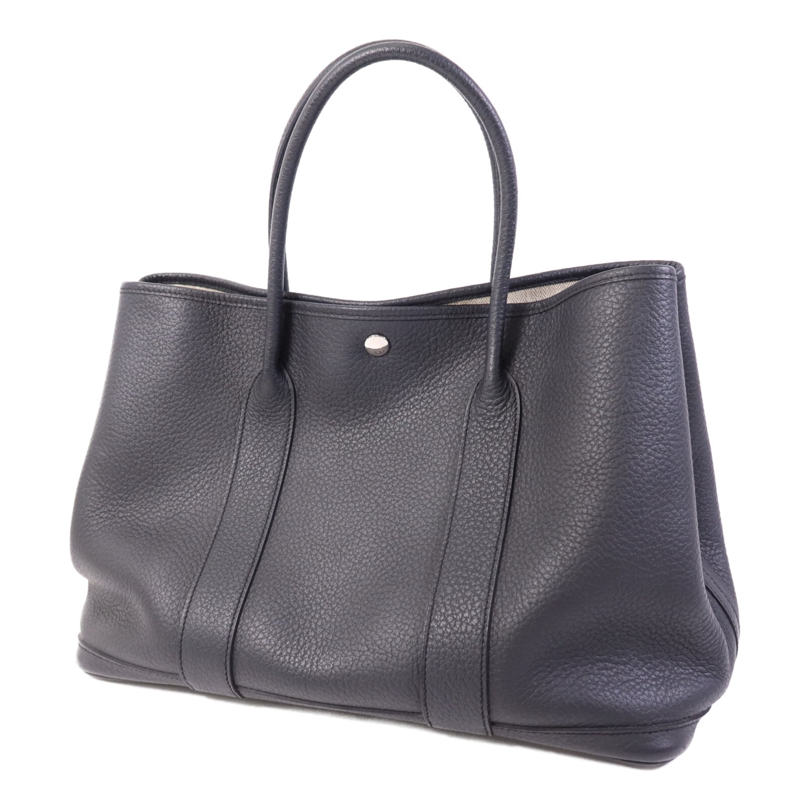 HERMES Negonda皮革Garden Party PM銀扣手挽袋Plomb