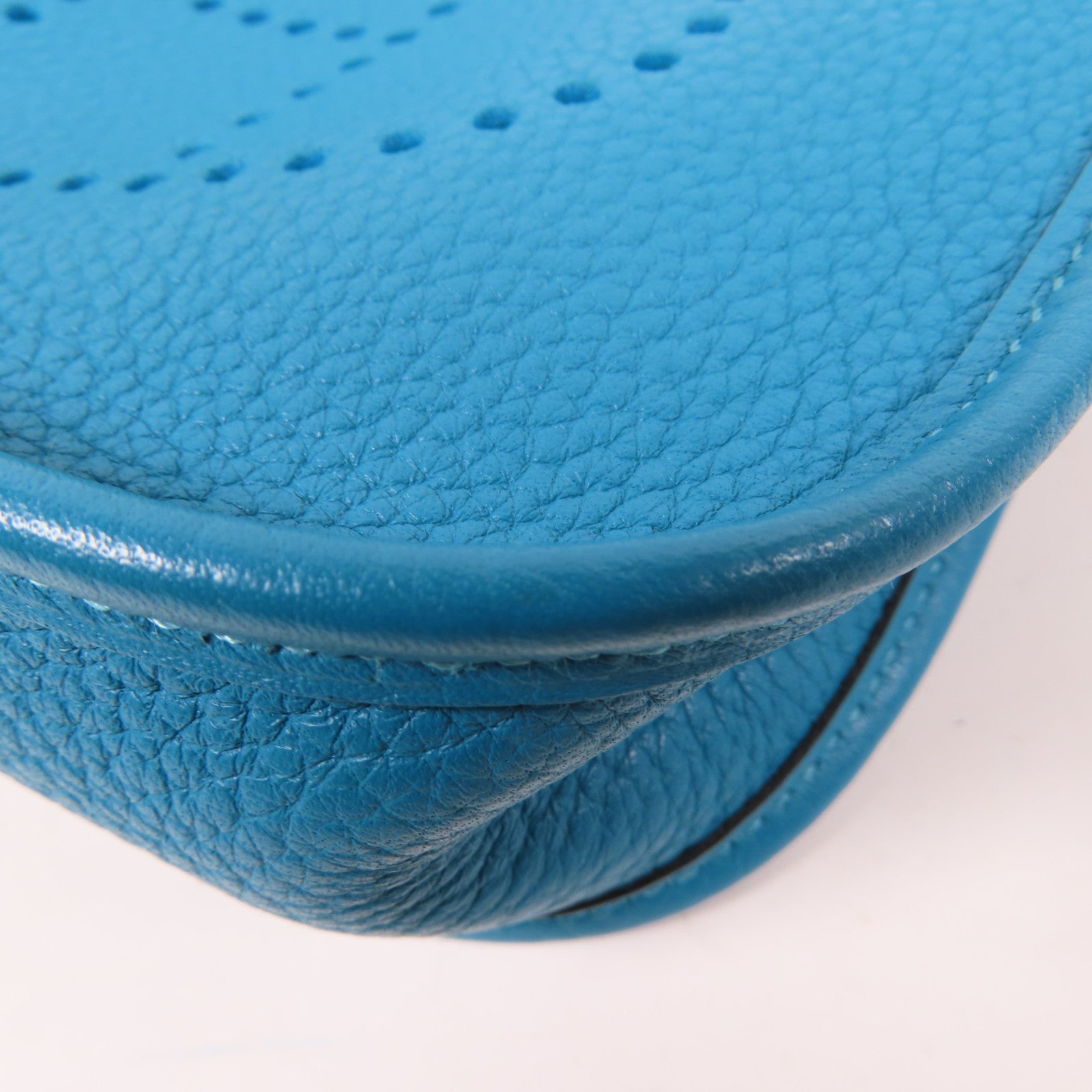HERMES 【激減優惠】Clemence皮革Evelyne TPM銀扣肩背袋Turquoise/藍色
