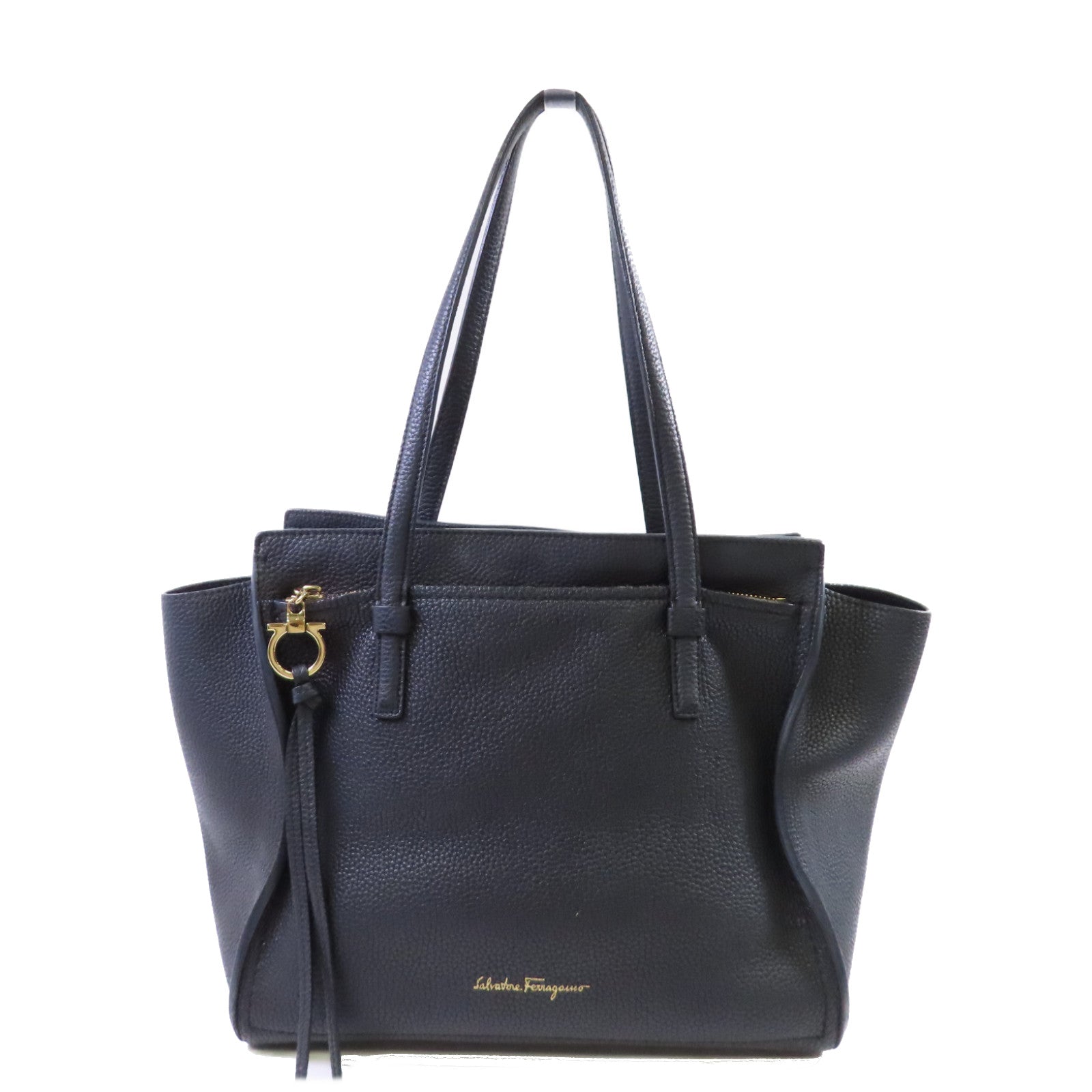 Salvatore Ferragamo 牛皮皮革Shoulder Bag金扣肩背袋黑色