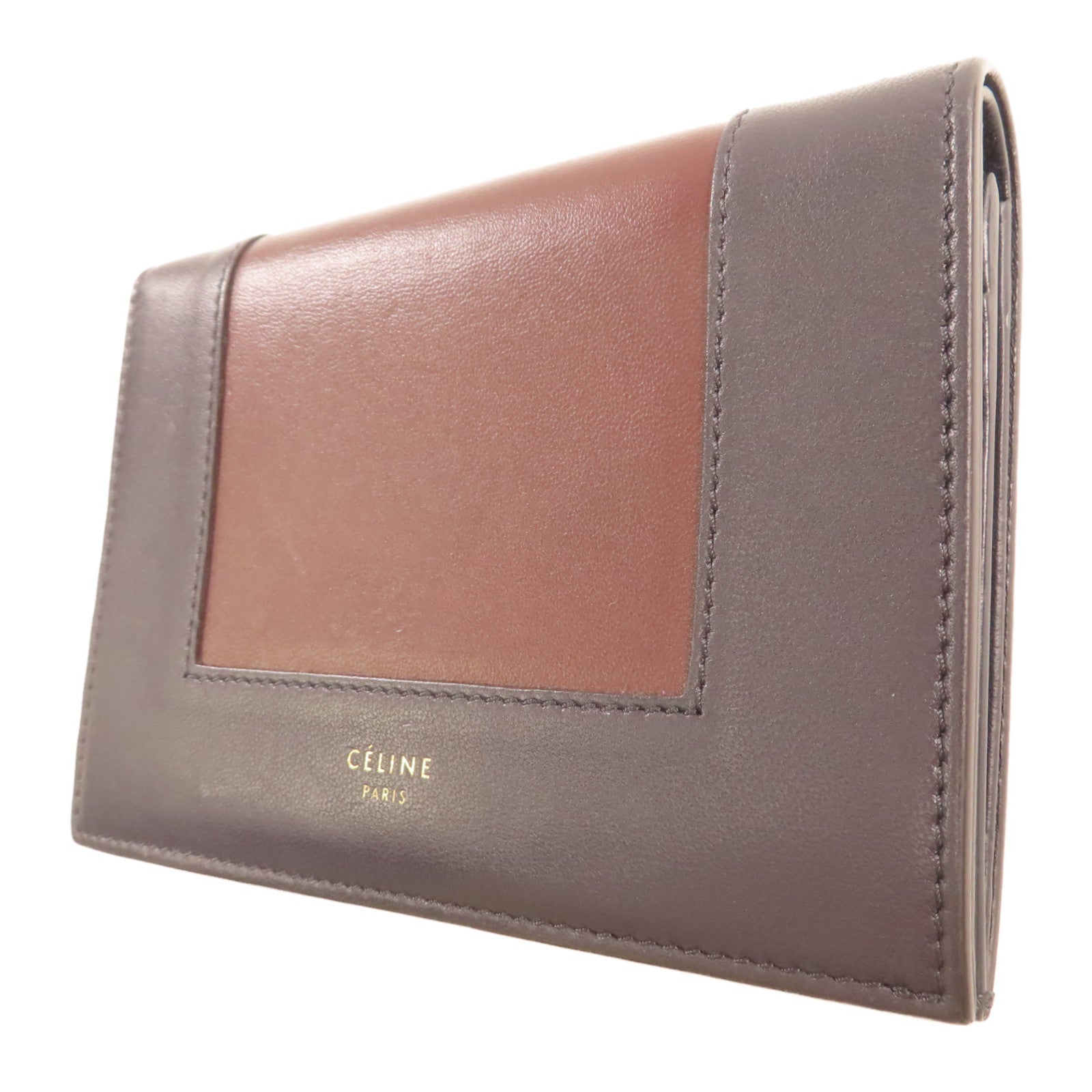 CELINE 【激減優惠】皮革Wallet金扣錢包藍色/紅色