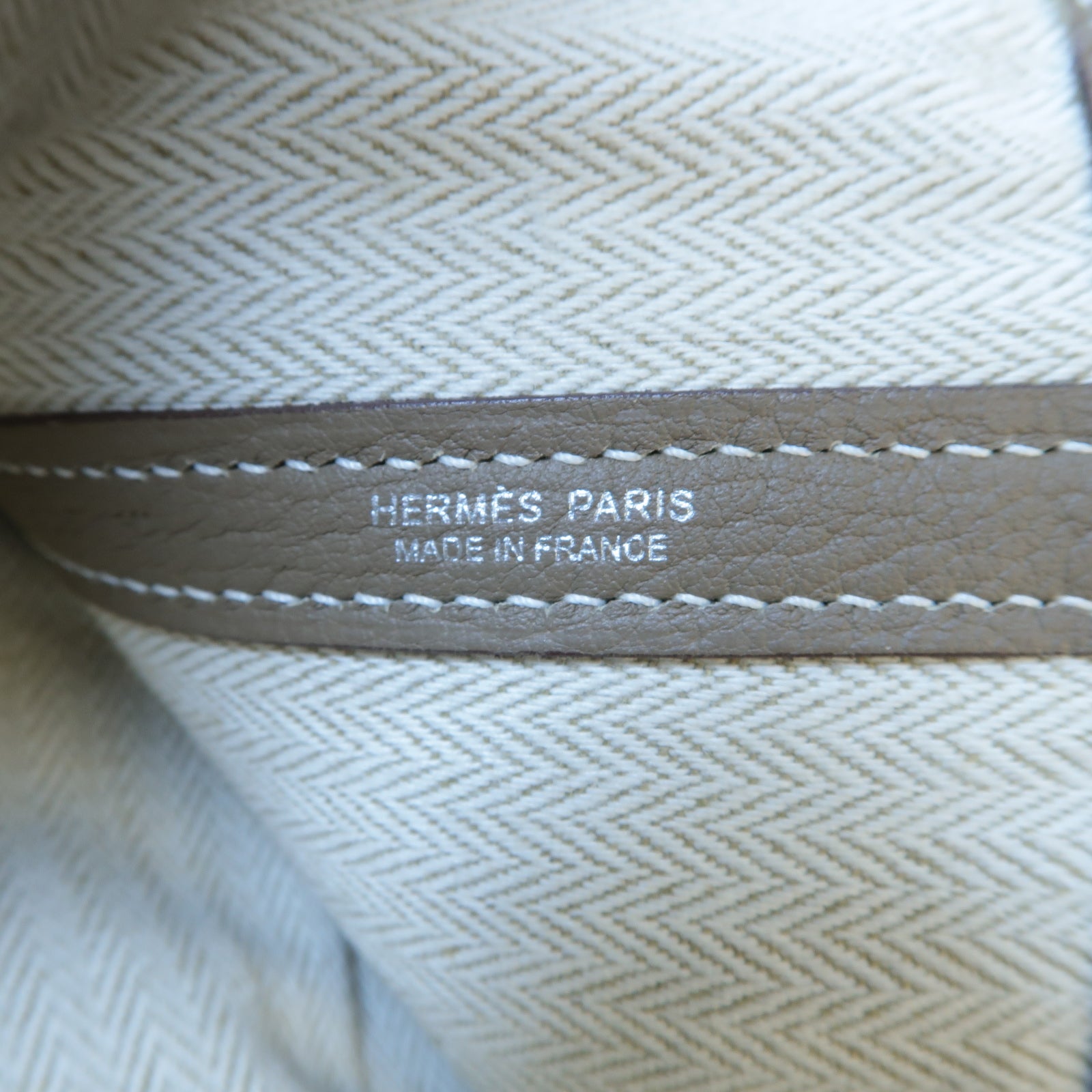 HERMES Negonda皮革Garden Party PM銀扣手挽袋Etoupe/灰色