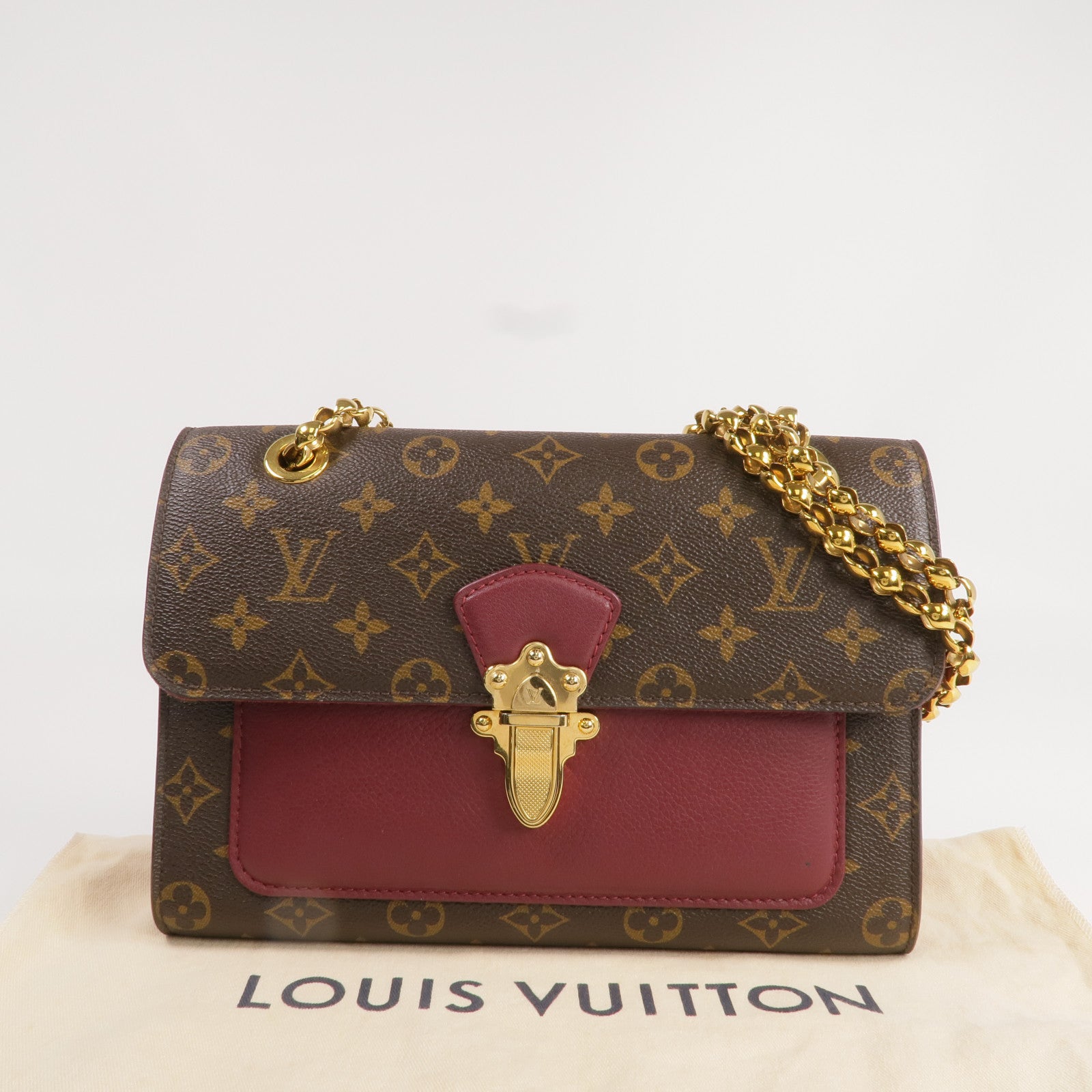 LOUIS VUITTON Monogram Victoire金扣鏈帶肩背袋
