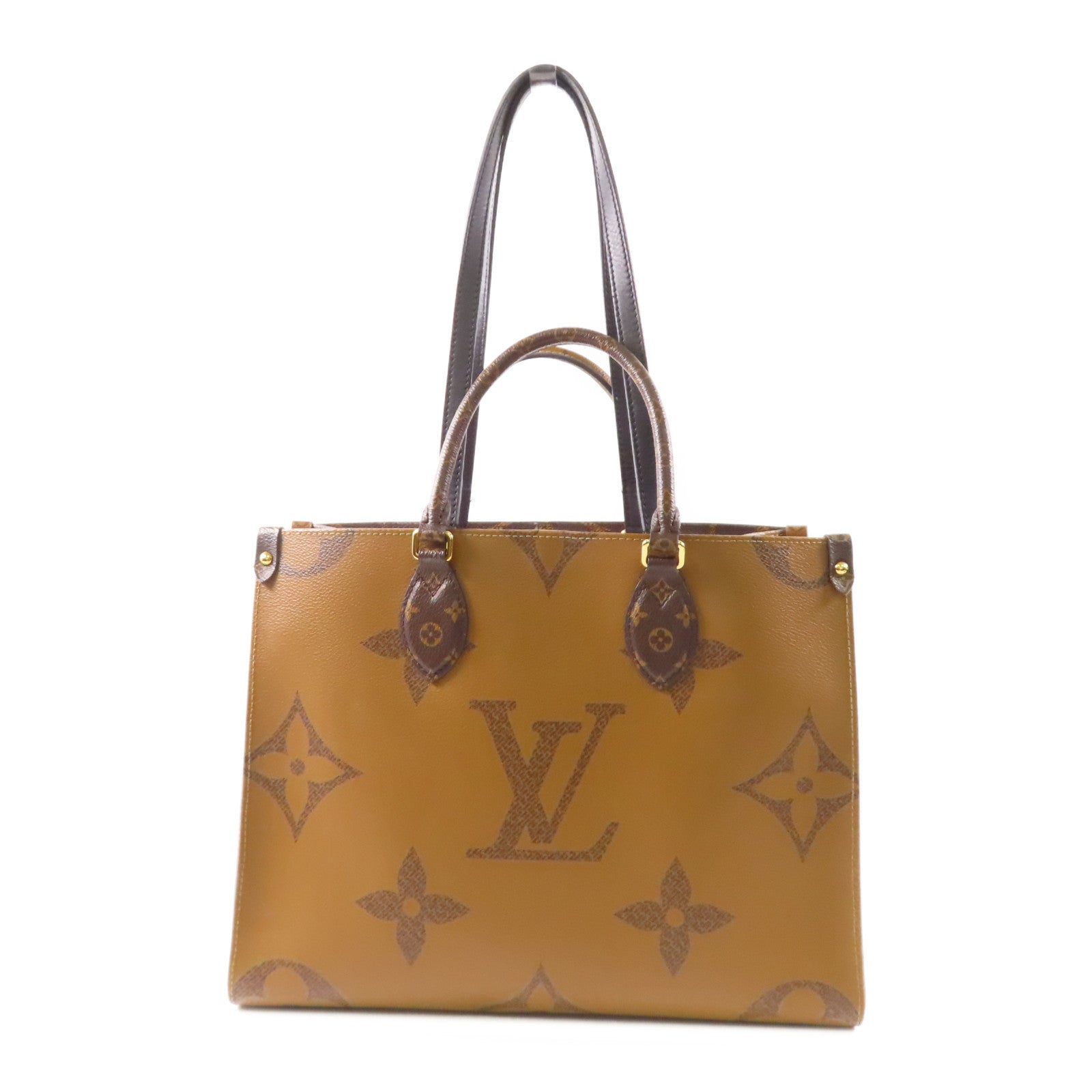 LOUIS VUITTON Monogram Giant/Monogram Reverse On The Go MM金扣手挽肩背兩用袋