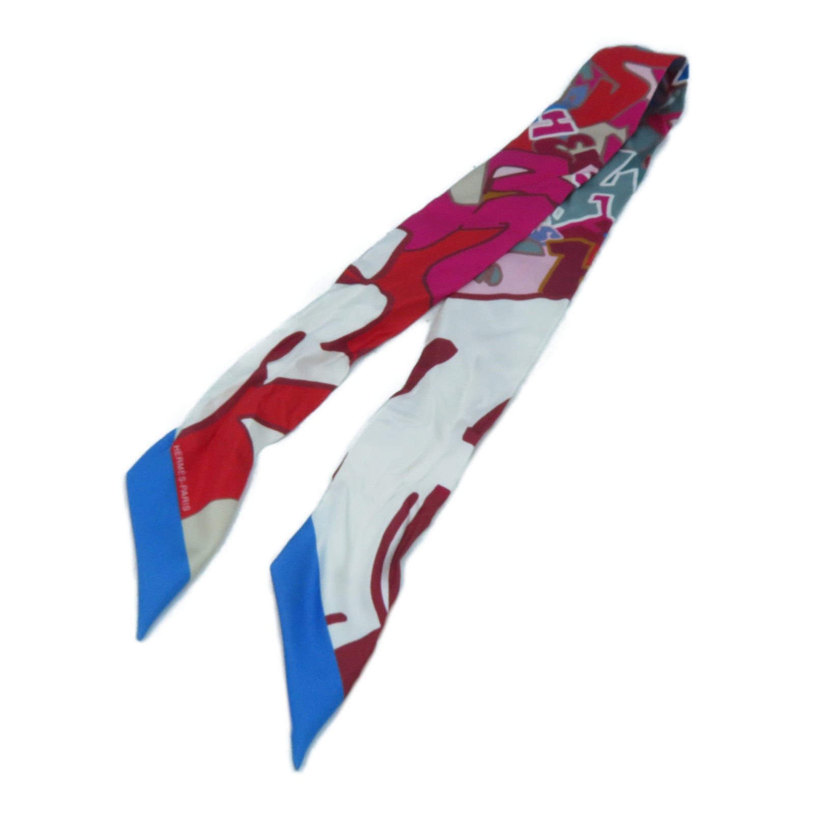 HERMES 【激減優惠】絲質Twilly Scarf絲巾紅色/藍色