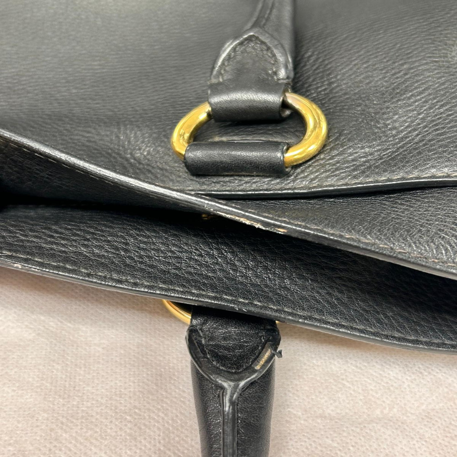 PRADA 牛皮皮革2 Way Shoulder Bag金扣手挽肩背兩用袋黑色