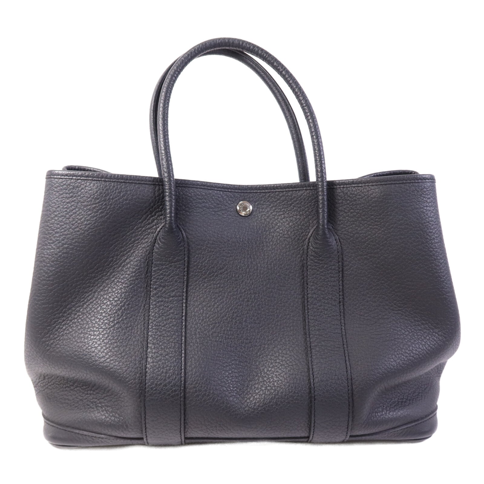 HERMES Negonda皮革Garden Party PM銀扣手挽袋Plomb