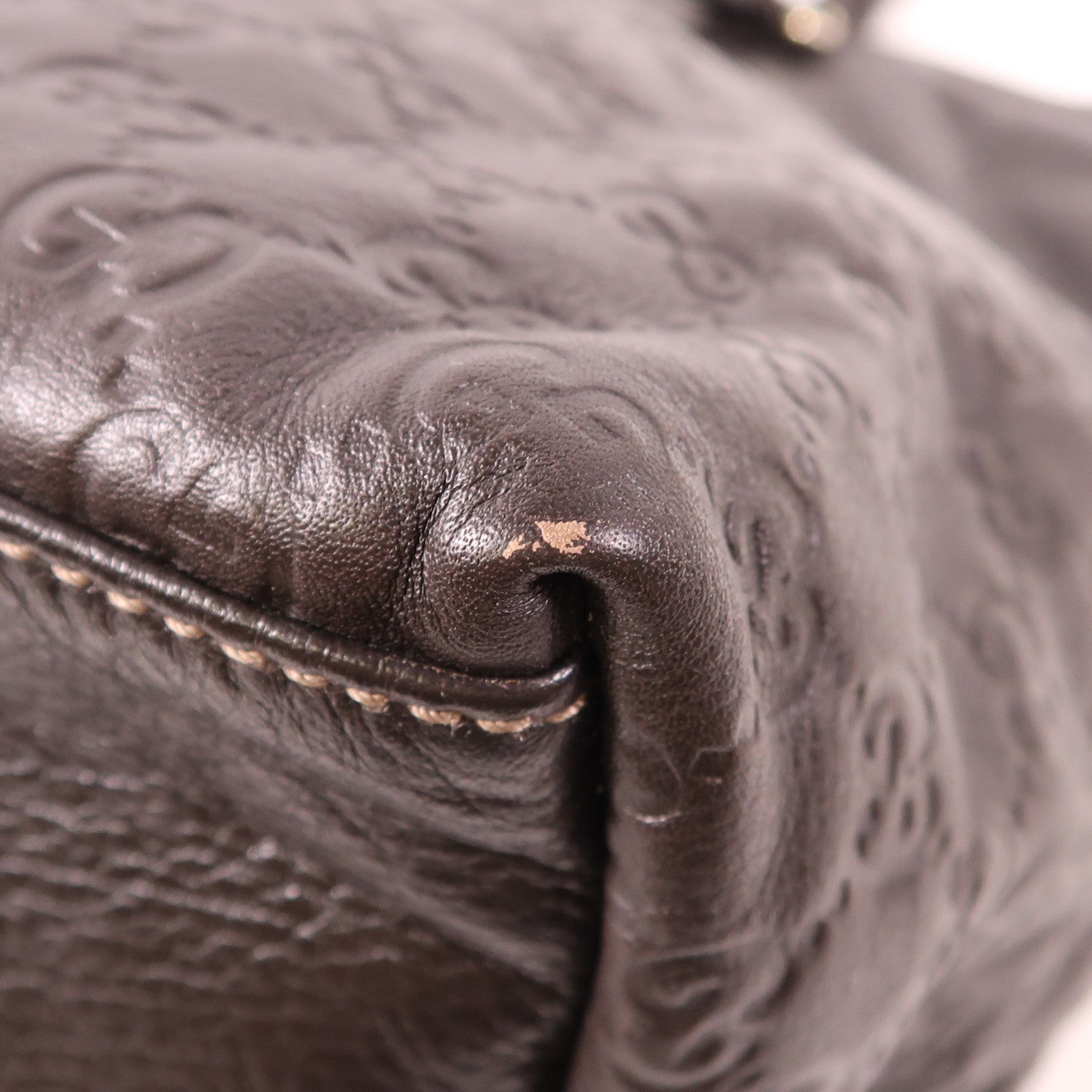 GUCCI GG GHW Tote Bag Handbag 201482 Calfskin Leather Brown