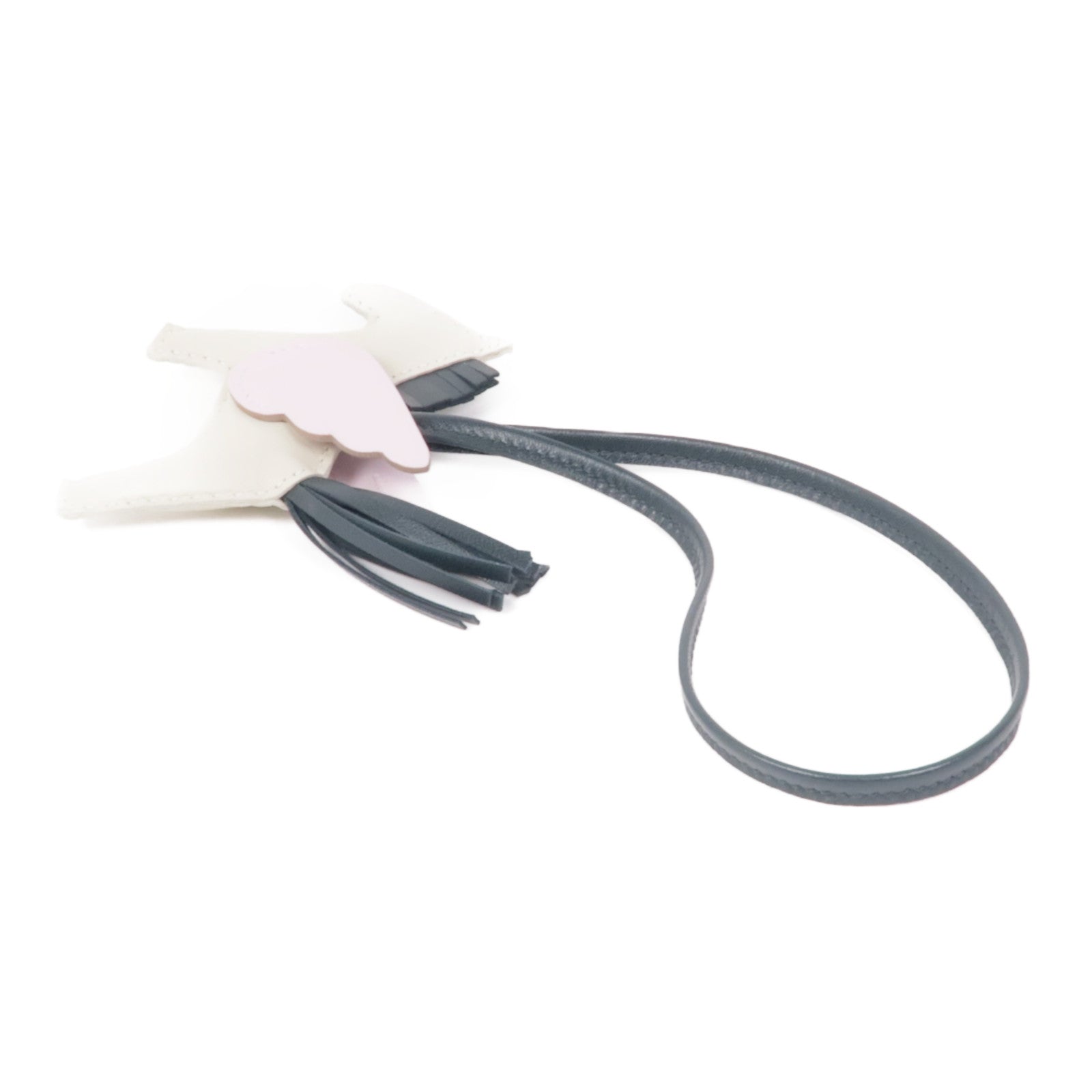 HERMES Milo皮革/Swift皮革Rodeo Pegase PM掛飾Craie/Vert Cypres/Mauve Pale