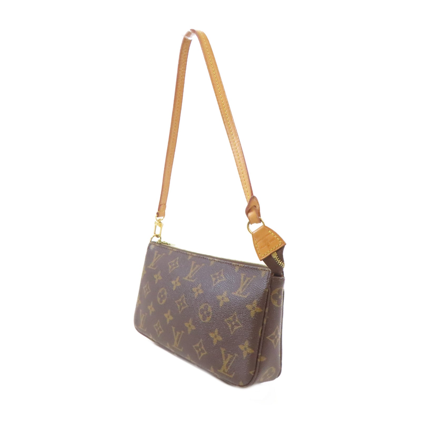LOUIS VUITTON Monogram Pochette Accessories金扣肩背袋啡色