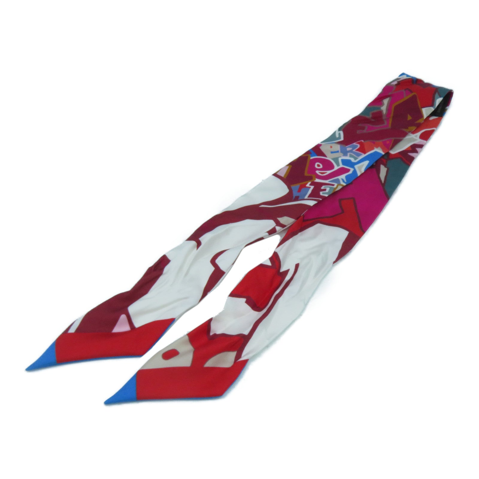 HERMES 【激減優惠】絲質Twilly Scarf絲巾紅色/藍色