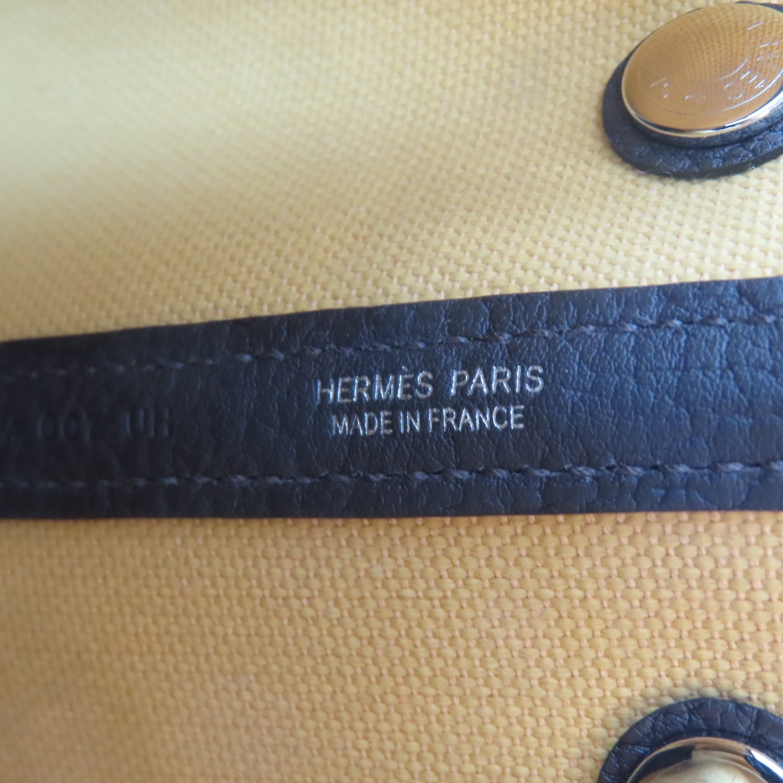 HERMES 【激減優惠】帆布Garden Party TPM銀扣手挽袋Ebene/咖啡色/Paille/黃色