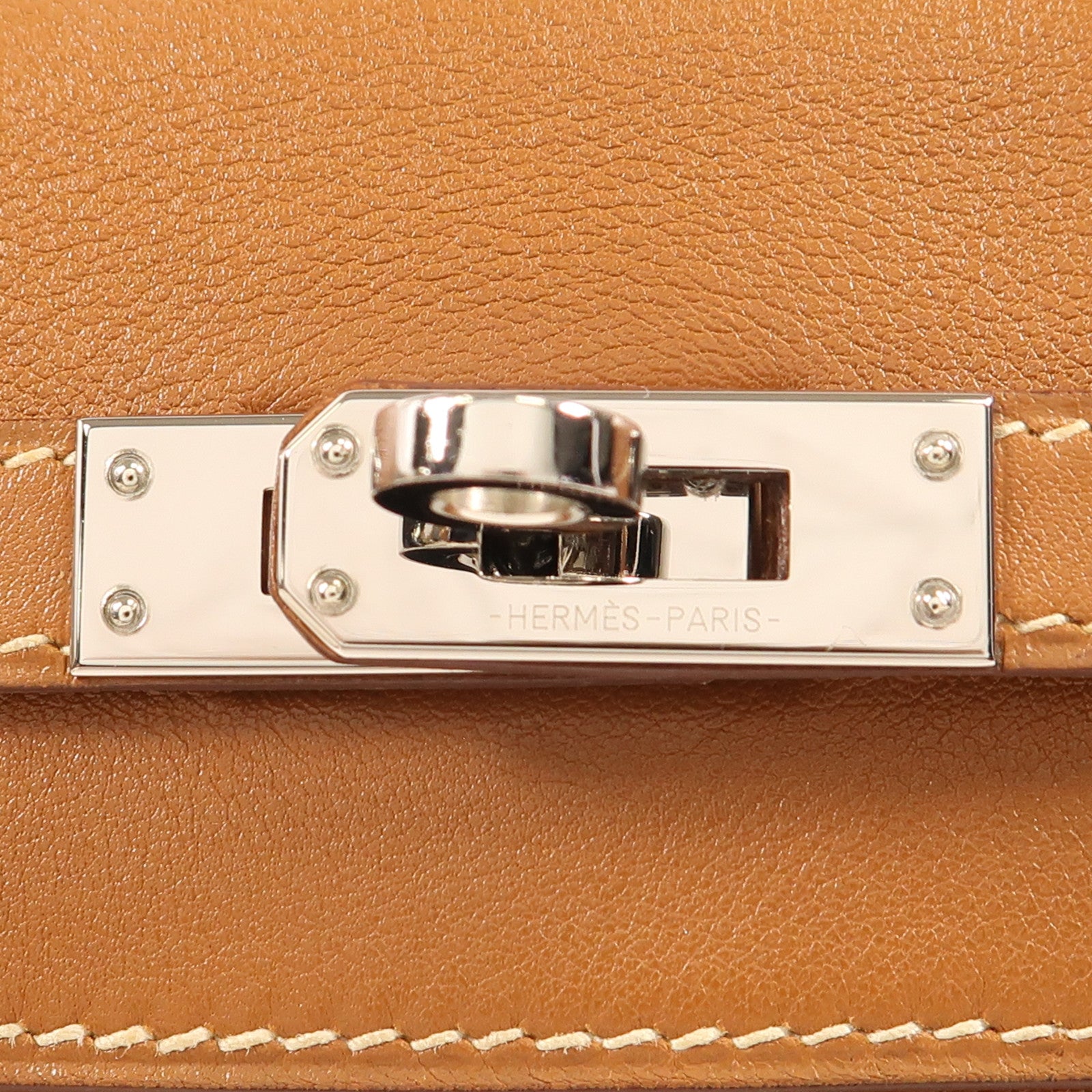 HERMES Swift皮革Kelly Danse銀扣肩背袋Gold