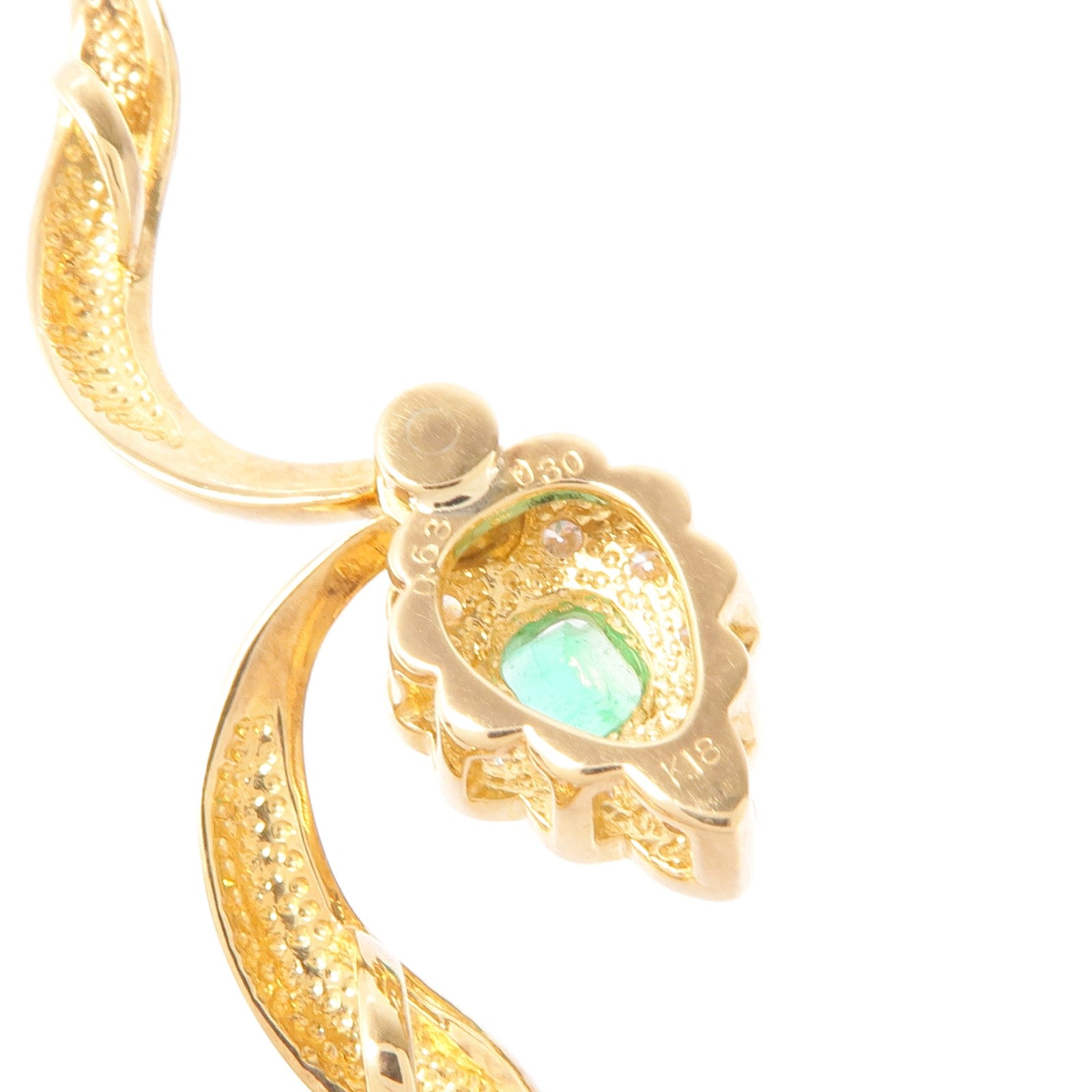JEWELRY Emerald Diamond Pendant Top 18K Yellow Gold