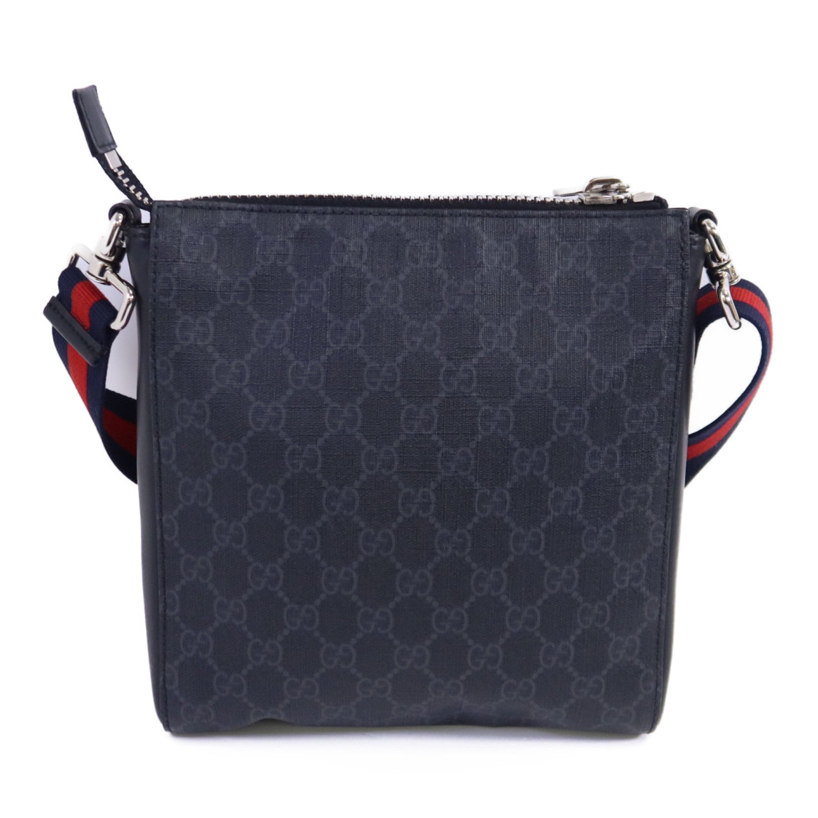 GUCCI 塗層帆布Messenger Bag銀扣肩背袋
