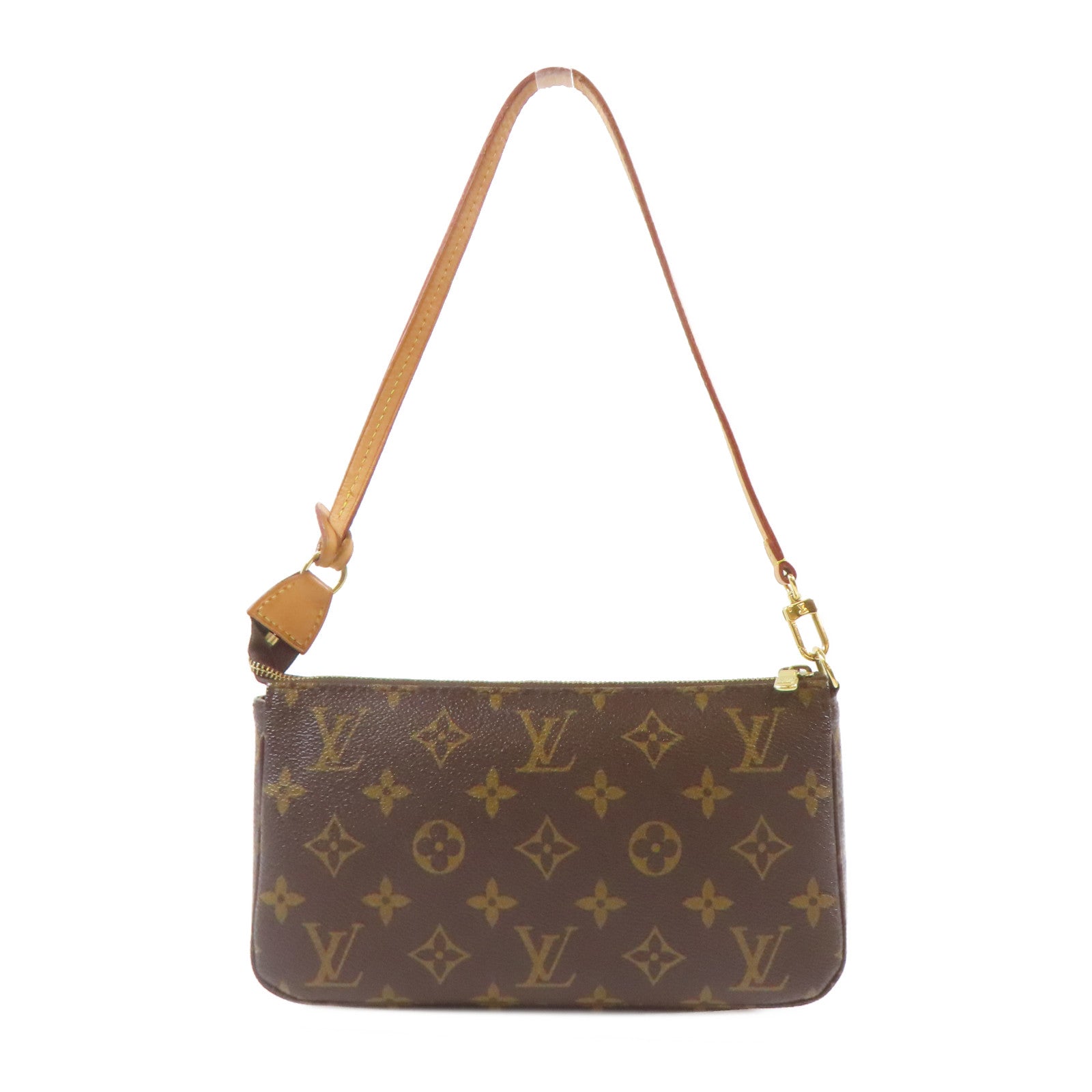 LOUIS VUITTON Monogram Pochette Accessories金扣肩背袋啡色
