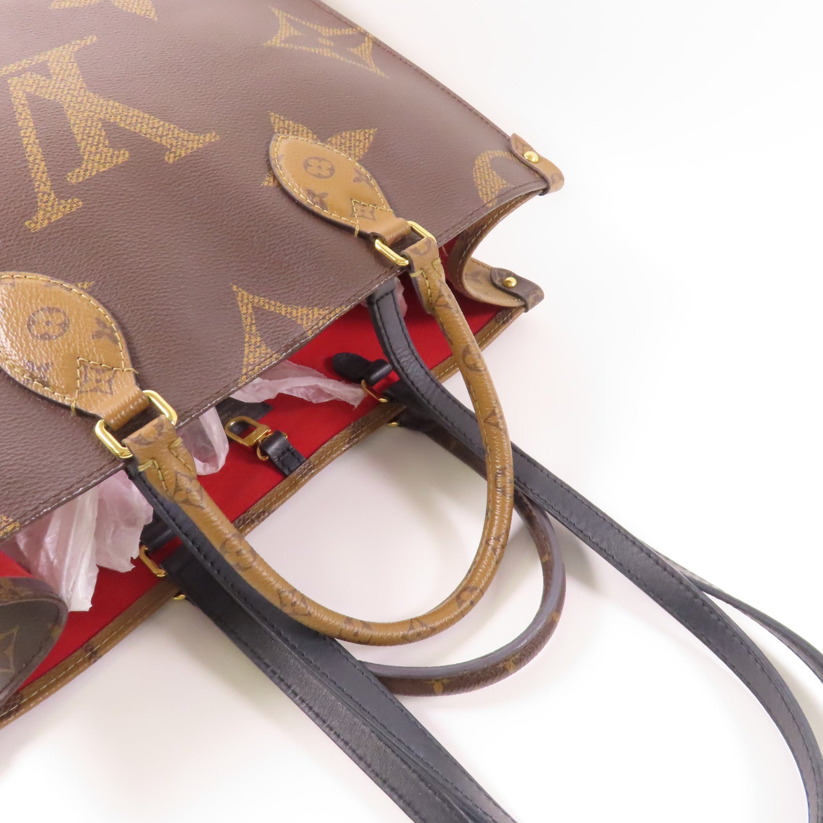 LOUIS VUITTON Monogram Giant/Monogram Reverse On The Go MM金扣手挽肩背兩用袋