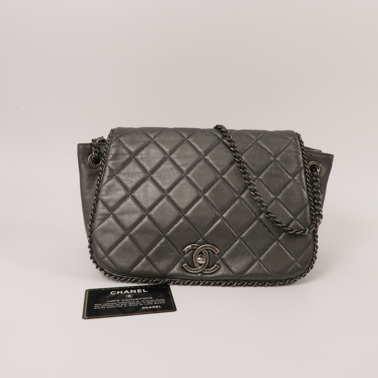 CHANEL 牛皮皮革Chain Shoulder鏈帶肩背袋