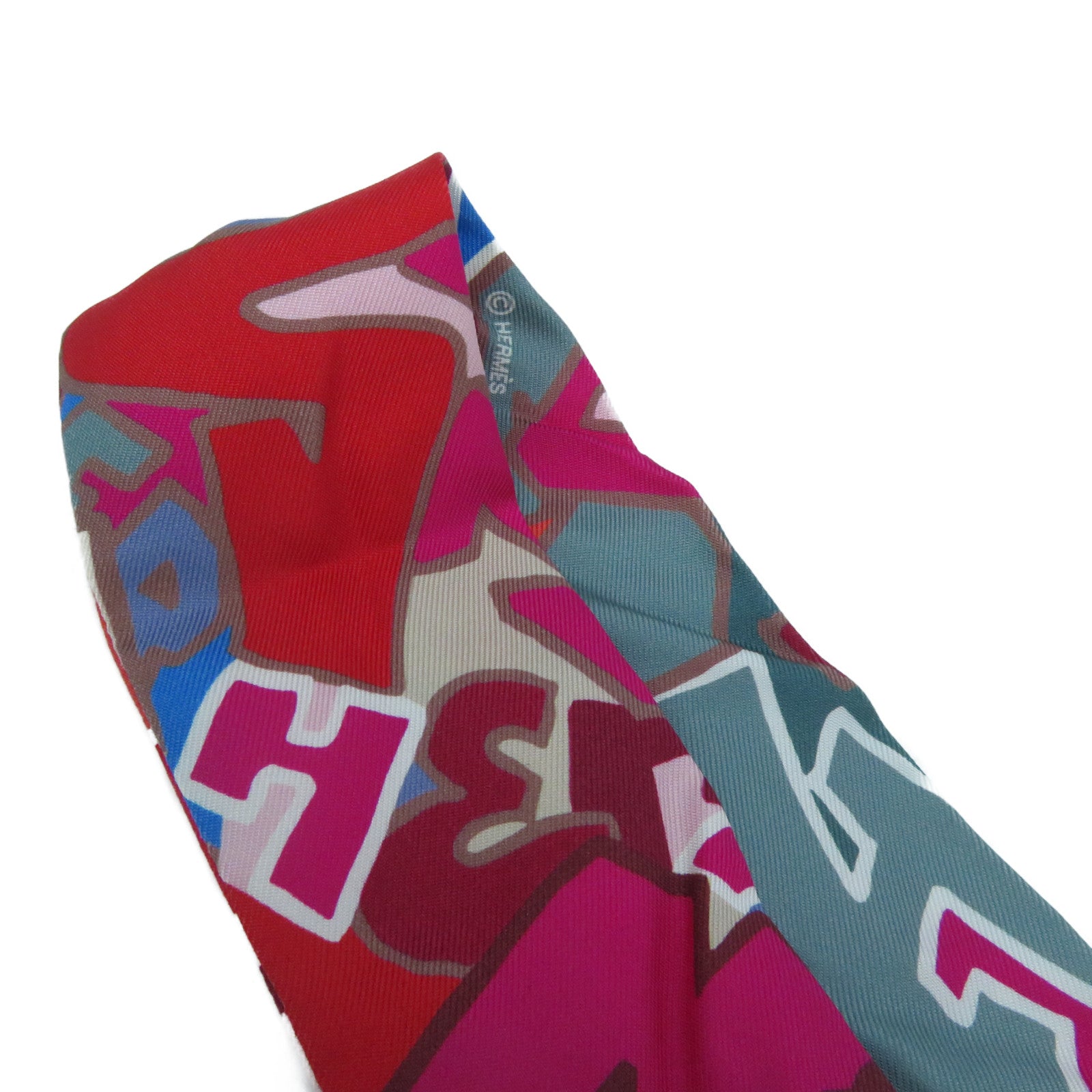 HERMES 【激減優惠】絲質Twilly Scarf絲巾紅色/藍色