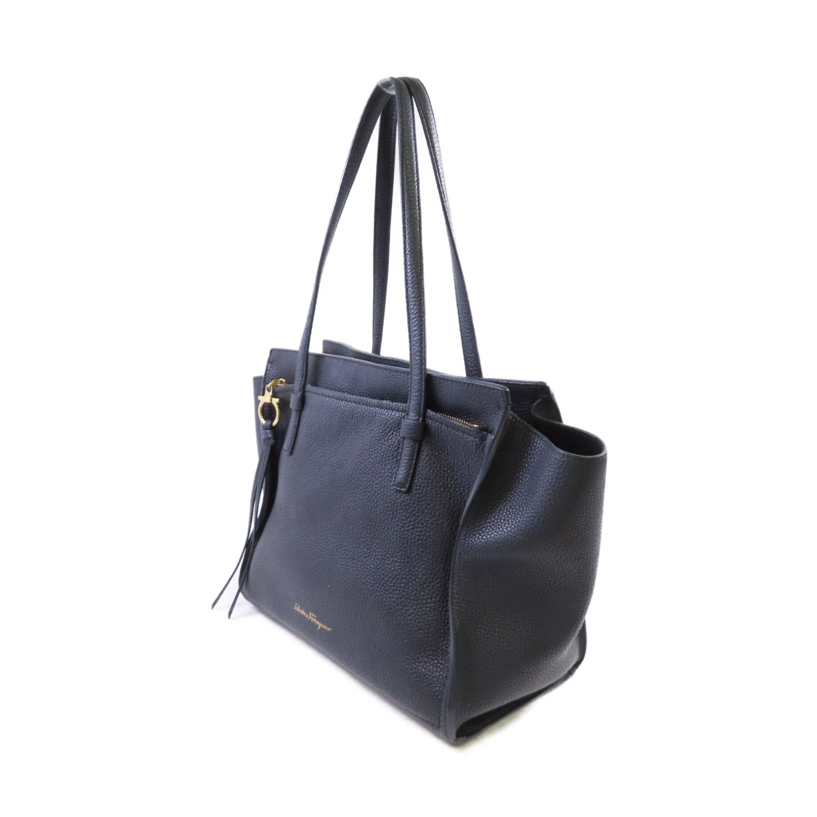 Salvatore Ferragamo 牛皮皮革Shoulder Bag金扣肩背袋黑色