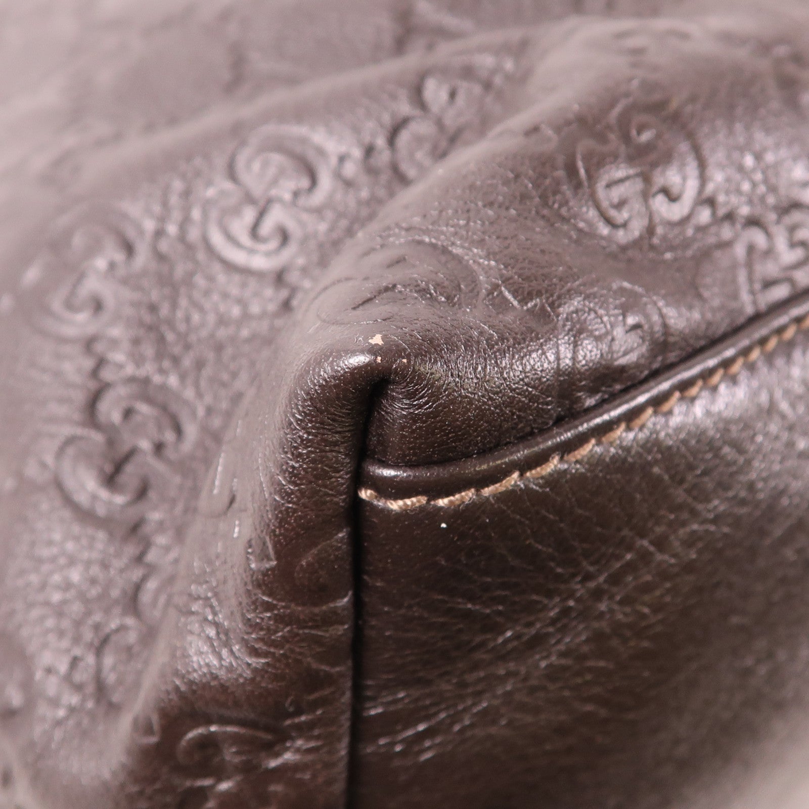 GUCCI GG GHW Tote Bag Handbag 201482 Calfskin Leather Brown