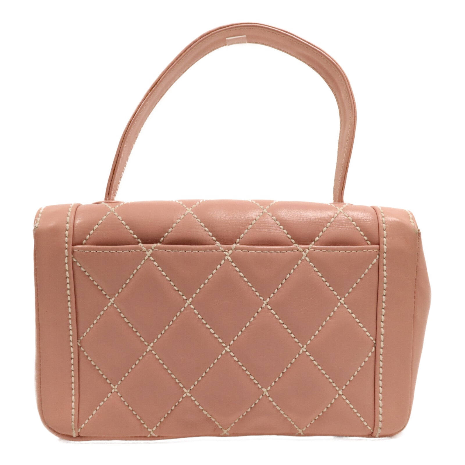 CHANEL 牛皮皮革Wild Stitch Matelasse金扣手挽袋