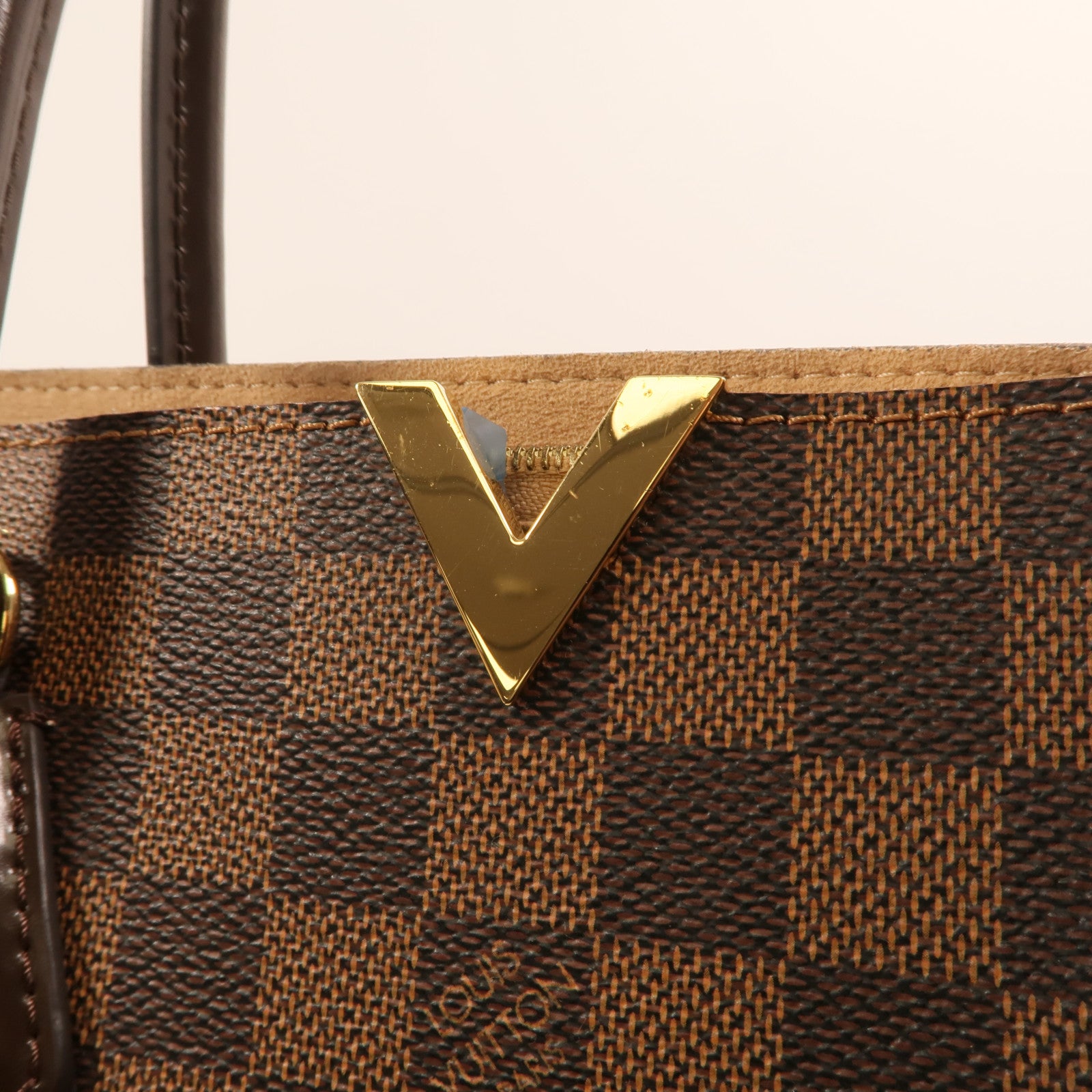 LOUIS VUITTON Damier Kensington金扣手挽肩背兩用袋