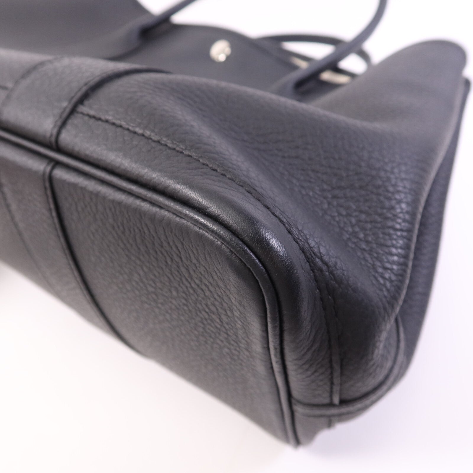 HERMES Negonda皮革Garden Party PM銀扣手挽袋Plomb