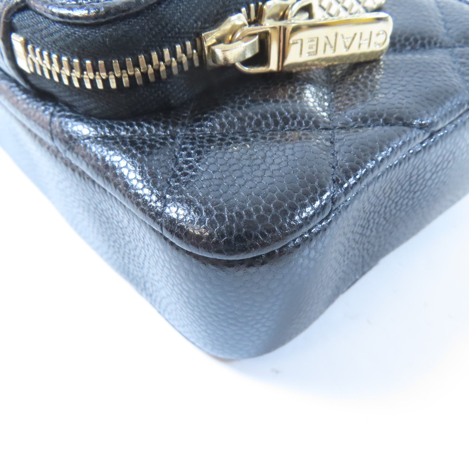 CHANEL 菱格Caviar皮革Wallet On Chain Bag金扣鏈帶肩背袋黑色