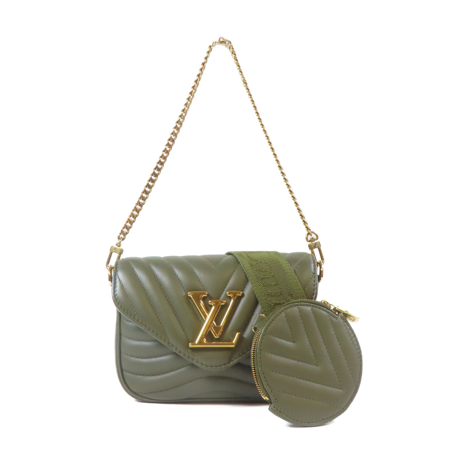LOUIS VUITTON 牛皮皮革New Wave Multi Pochette金扣手挽肩背兩用袋綠色