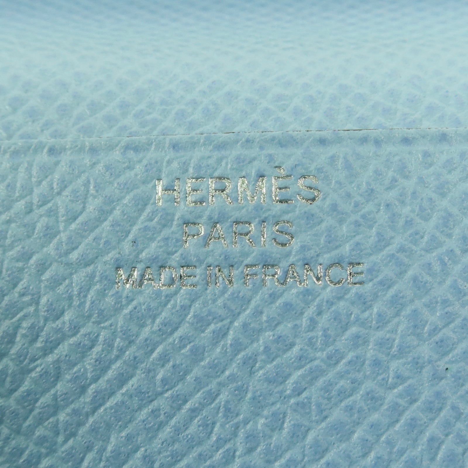 HERMES 【激減優惠】Epsom皮革Bearn W Snap銀扣長錢包Bleu Atoll