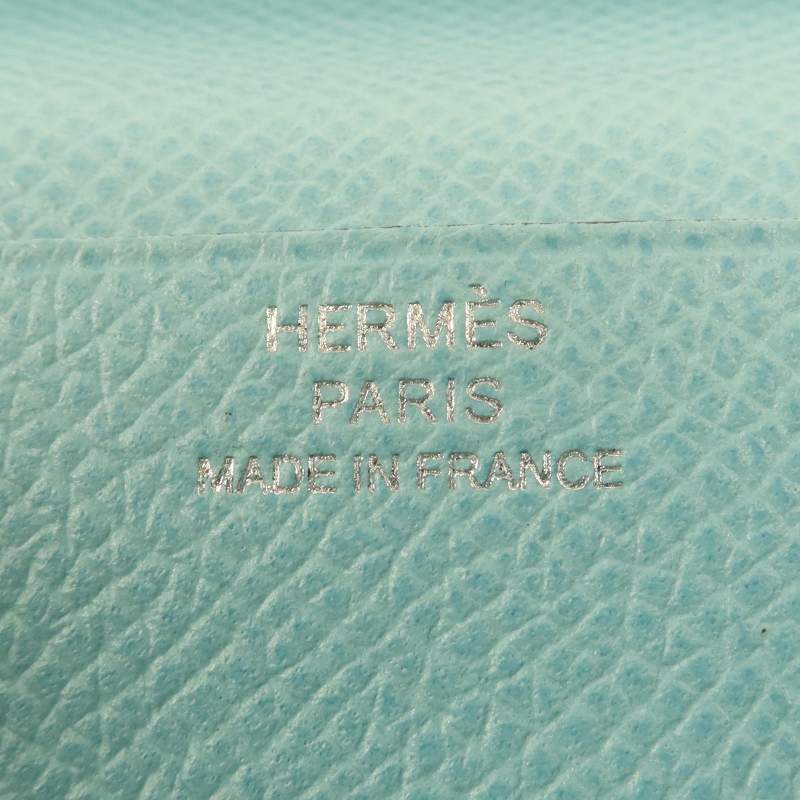 HERMES Epsom皮革Bearn W Snap銀扣長錢包Bleu Atoll