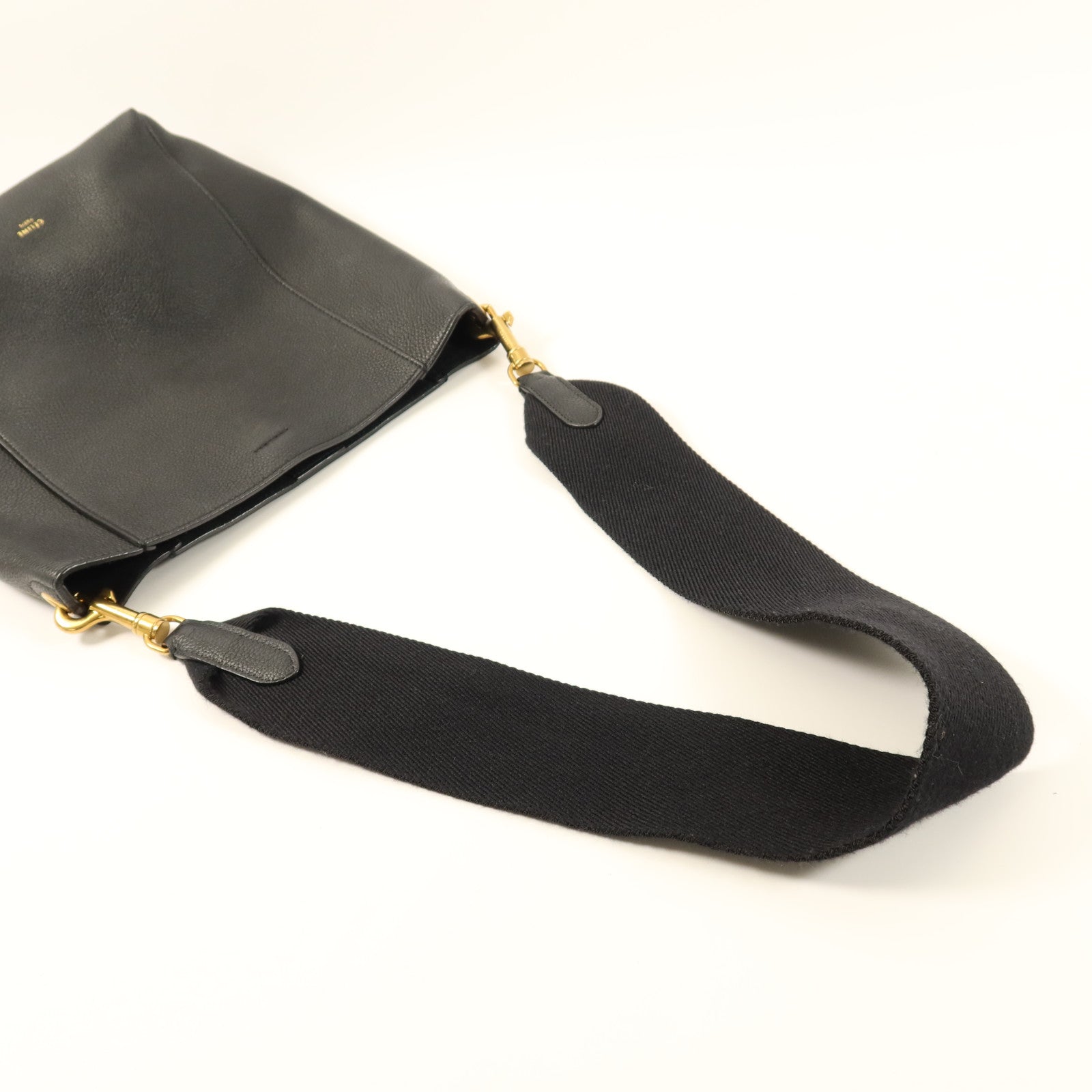 CELINE 牛皮皮革Sangle Bucket Small金扣肩胄袋