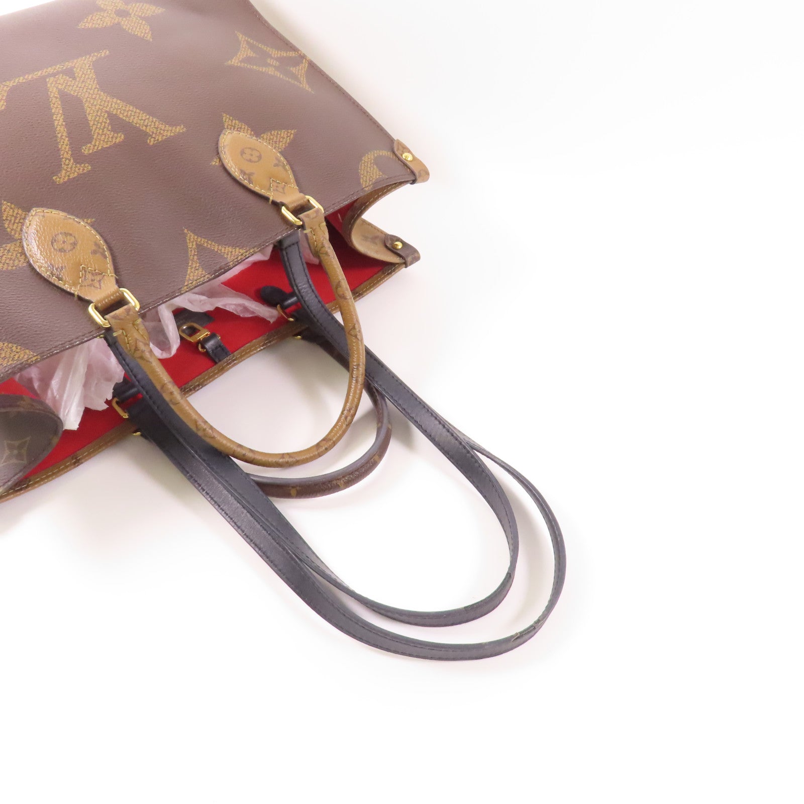 LOUIS VUITTON Monogram Giant/Monogram Reverse On The Go MM金扣手挽肩背兩用袋