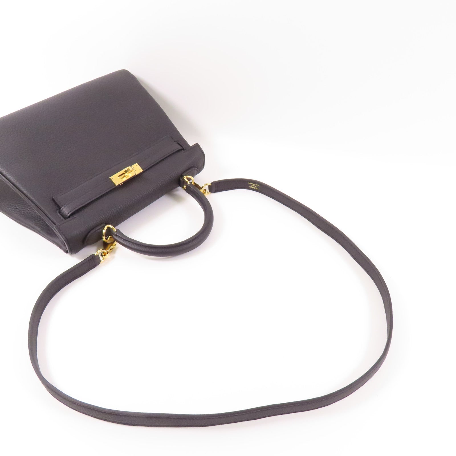HERMES Togo皮革Kelly 25金扣手挽肩背兩用袋89 Noir