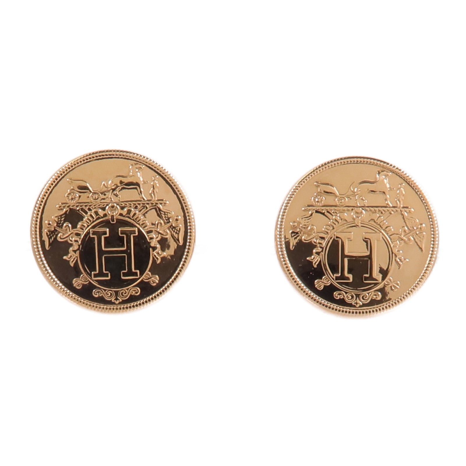 HERMES 18K玫瑰金Ex-Libris Earrings耳環