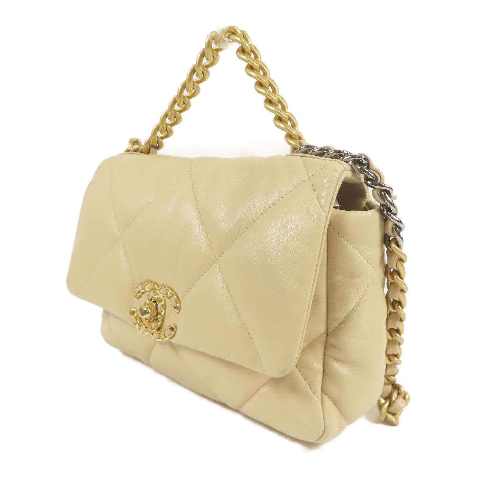 CHANEL 羊皮皮革C19手挽肩背兩用袋