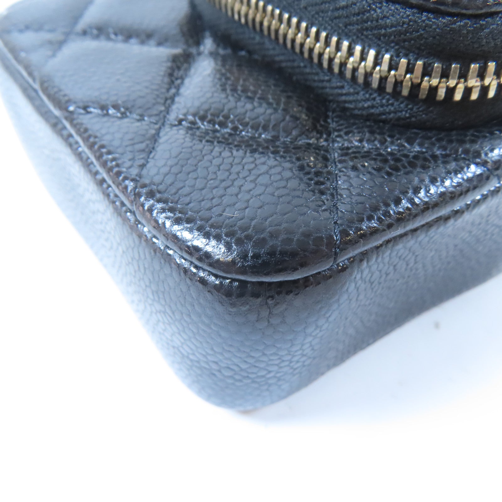 CHANEL 菱格Caviar皮革Wallet On Chain Bag金扣鏈帶肩背袋黑色