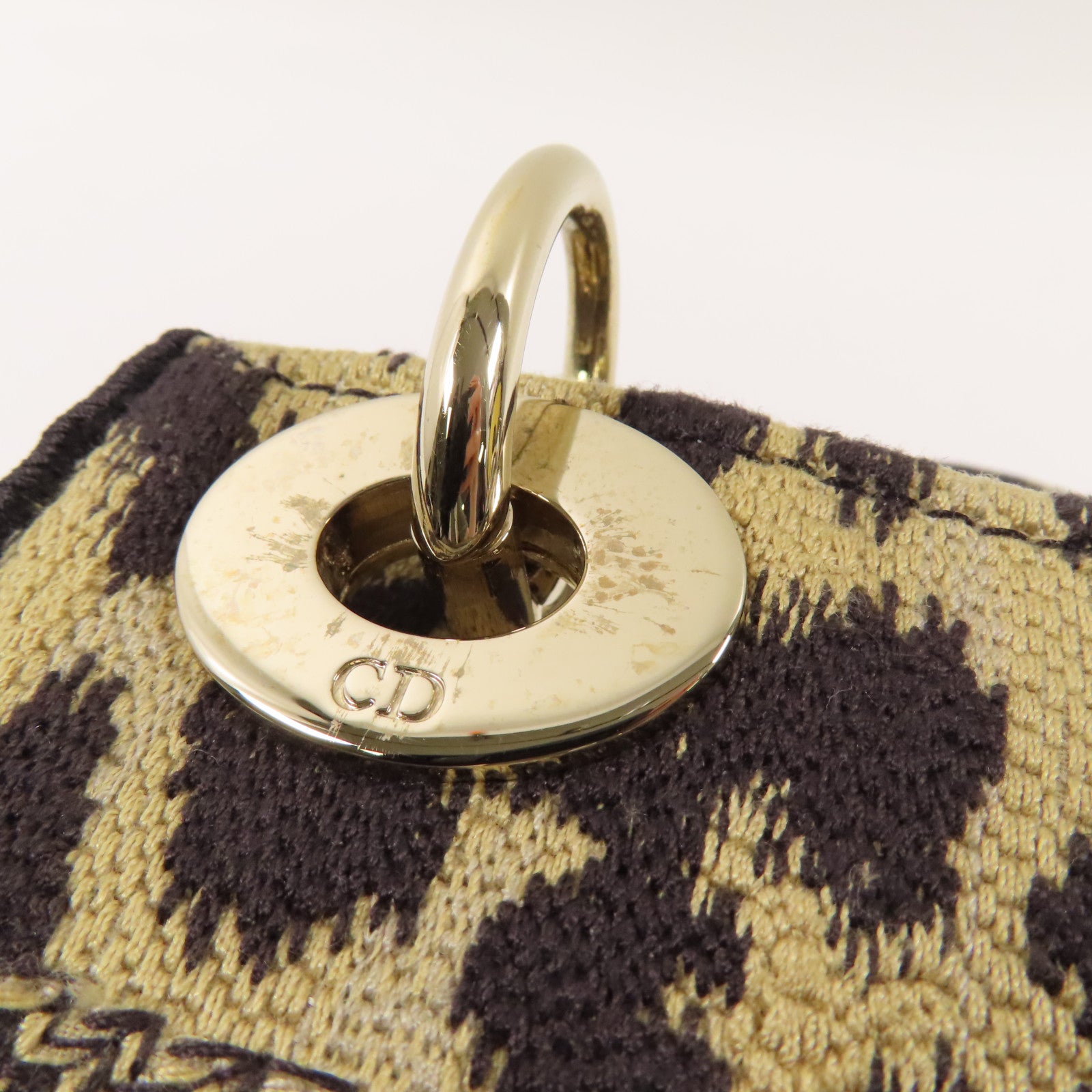 Dior 帆布Lady Dior Mini金扣手挽肩背兩用袋